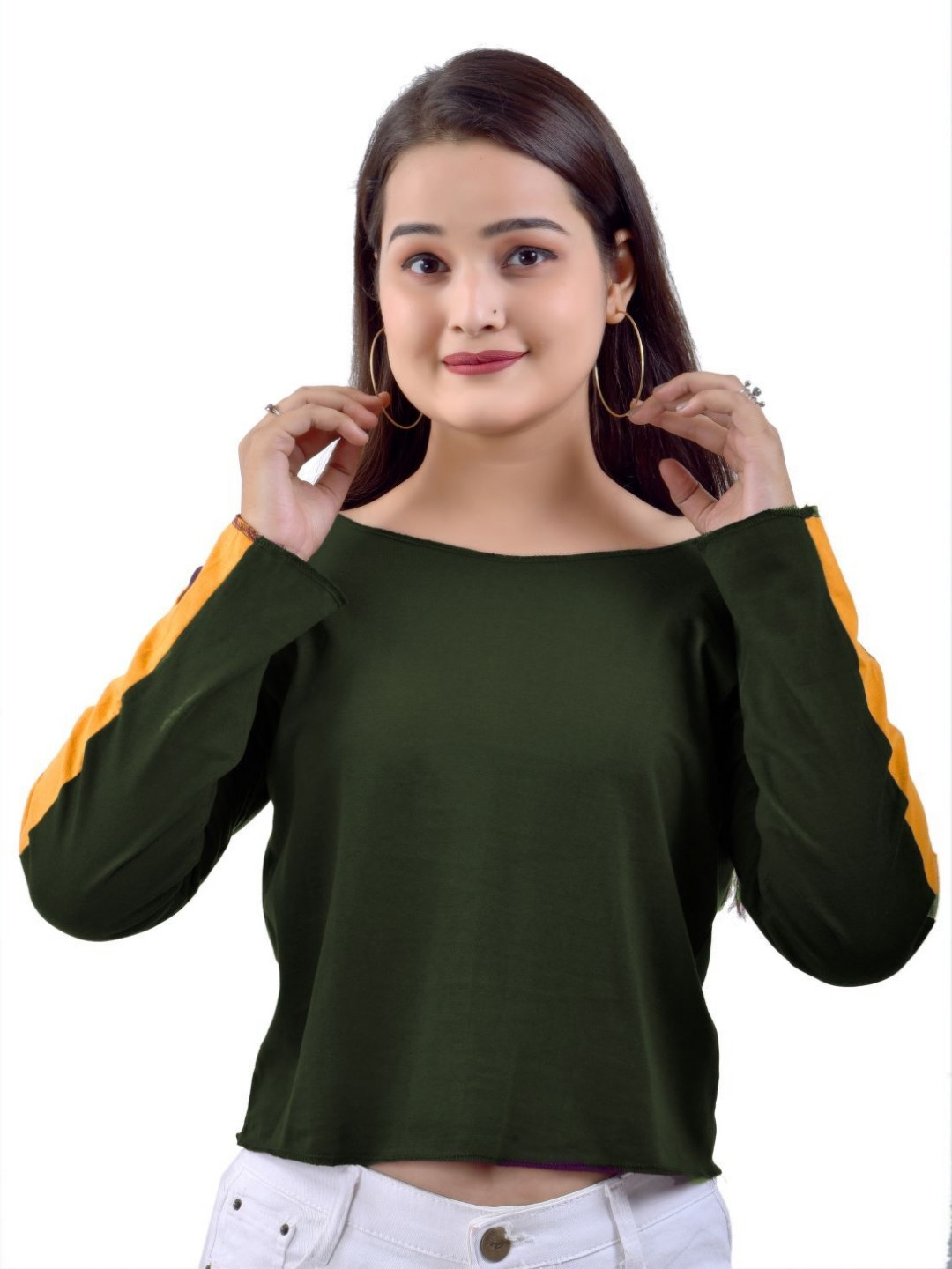 BASE 41 Women Striped Boat Neck Cotton Boxy T-shirt