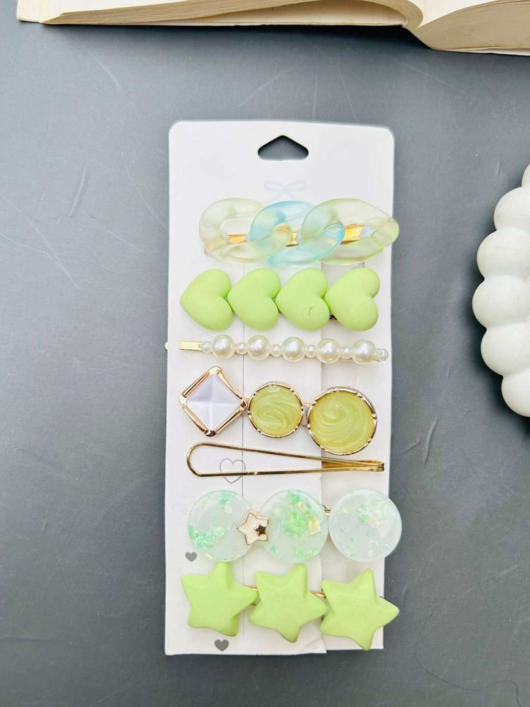 Radhya Accessories Women Embellished & Matte 7 hair Clips Combo Card