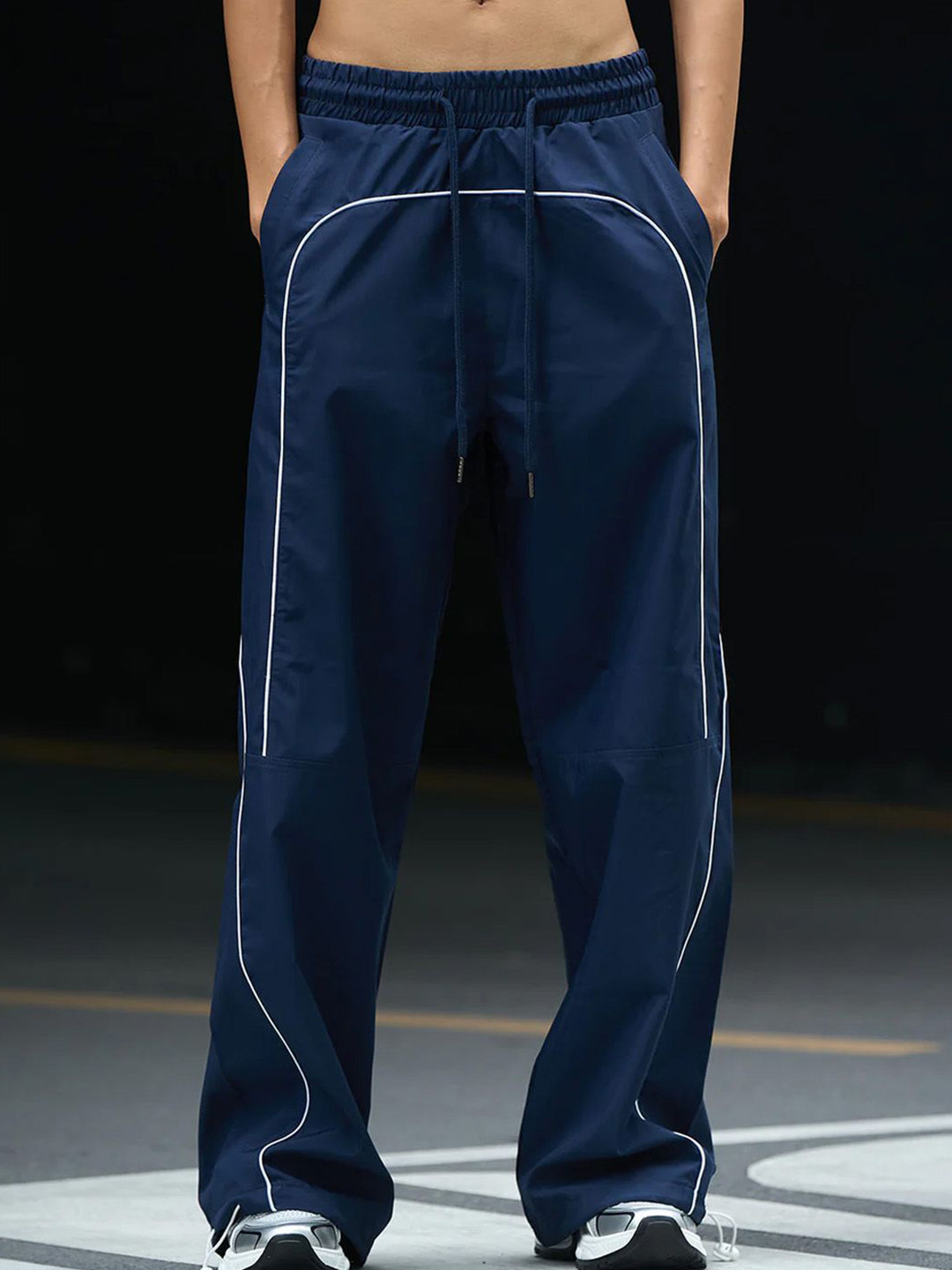 Bonkers Corner Women Navy Blue Sporty Deconstructed Loose Pants