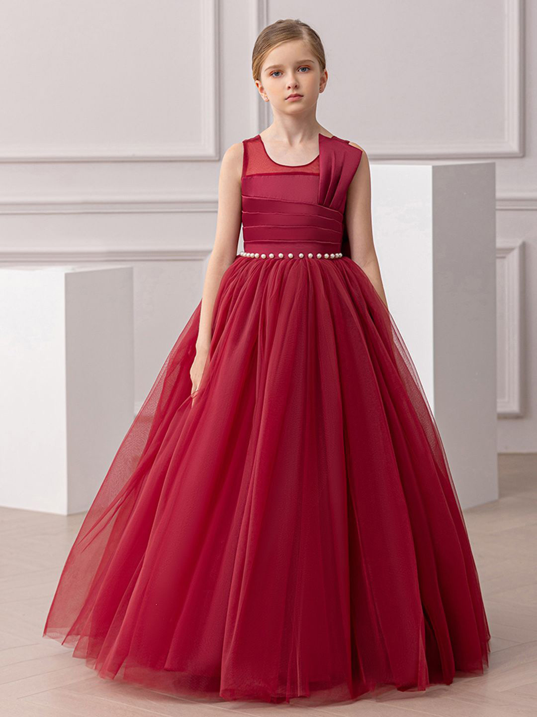 INCLUD Girls Round Neck Maxi Dress