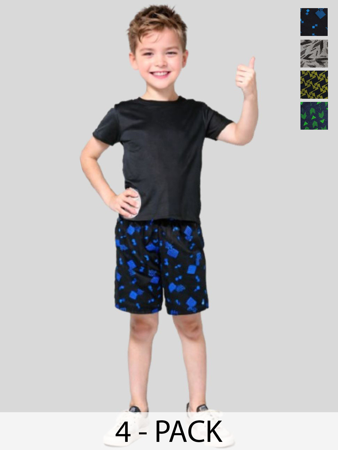 Shajiv Pack Of 4 Boys Printed OutdoorRegular Fit Regular Shorts