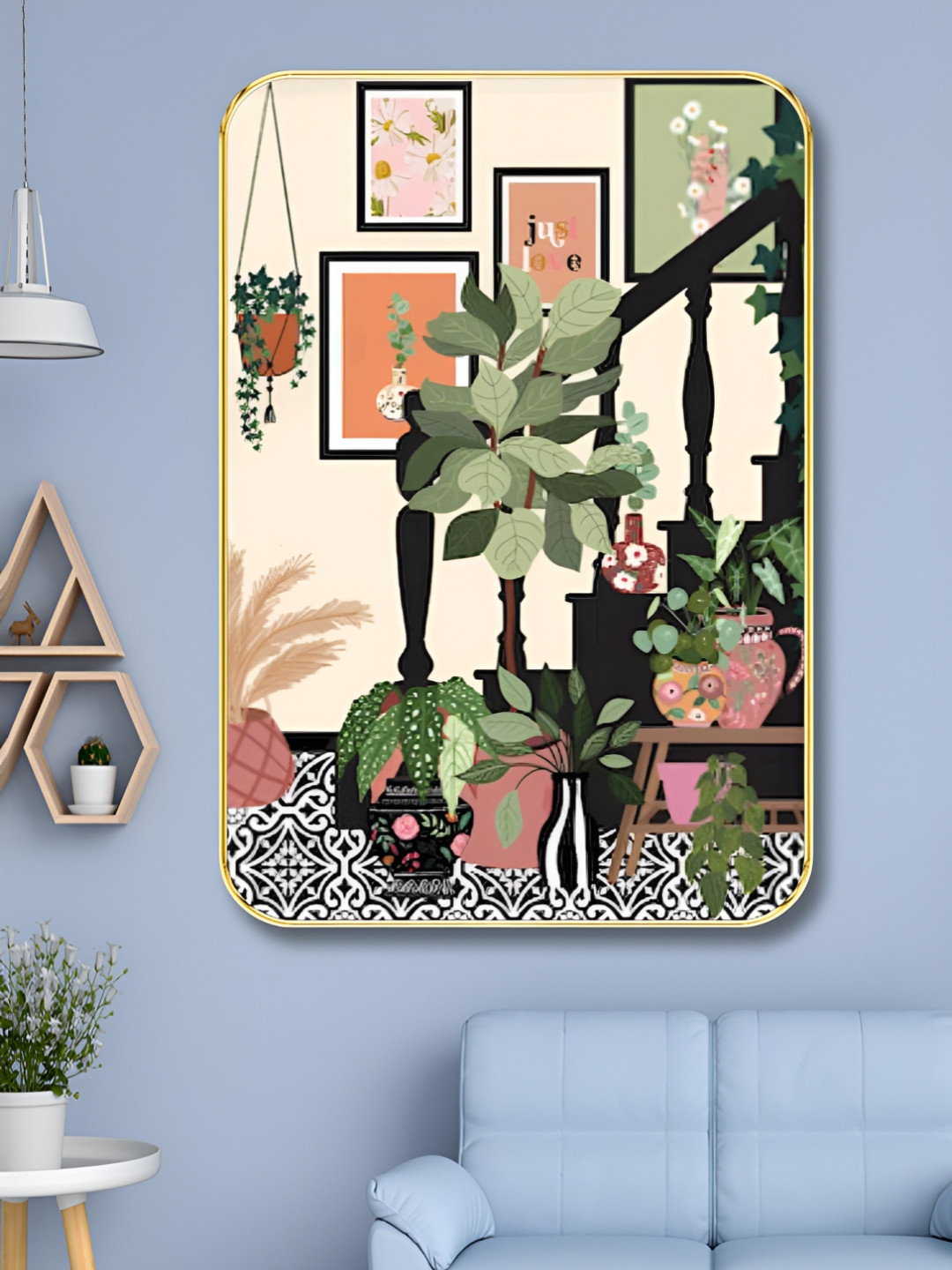 Myntra Elegant Homes Flowers Pots Wood Wall Rectangle Paintings Wall Art -24 x 18 In