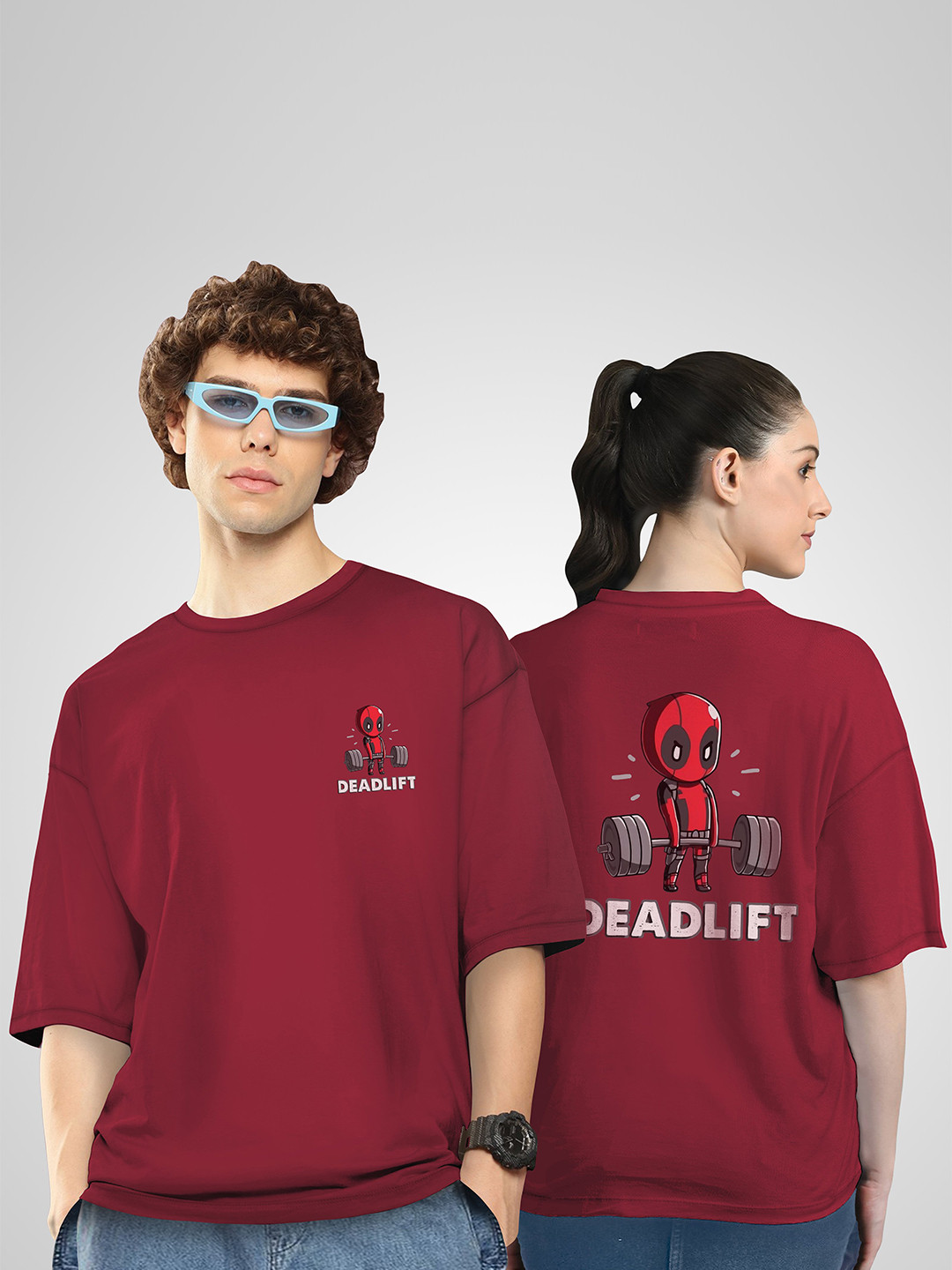 BAESD Unisex Twistform Twinny Zone Pack Of 2 DPLift Printed Cotton Oversized T-shirts