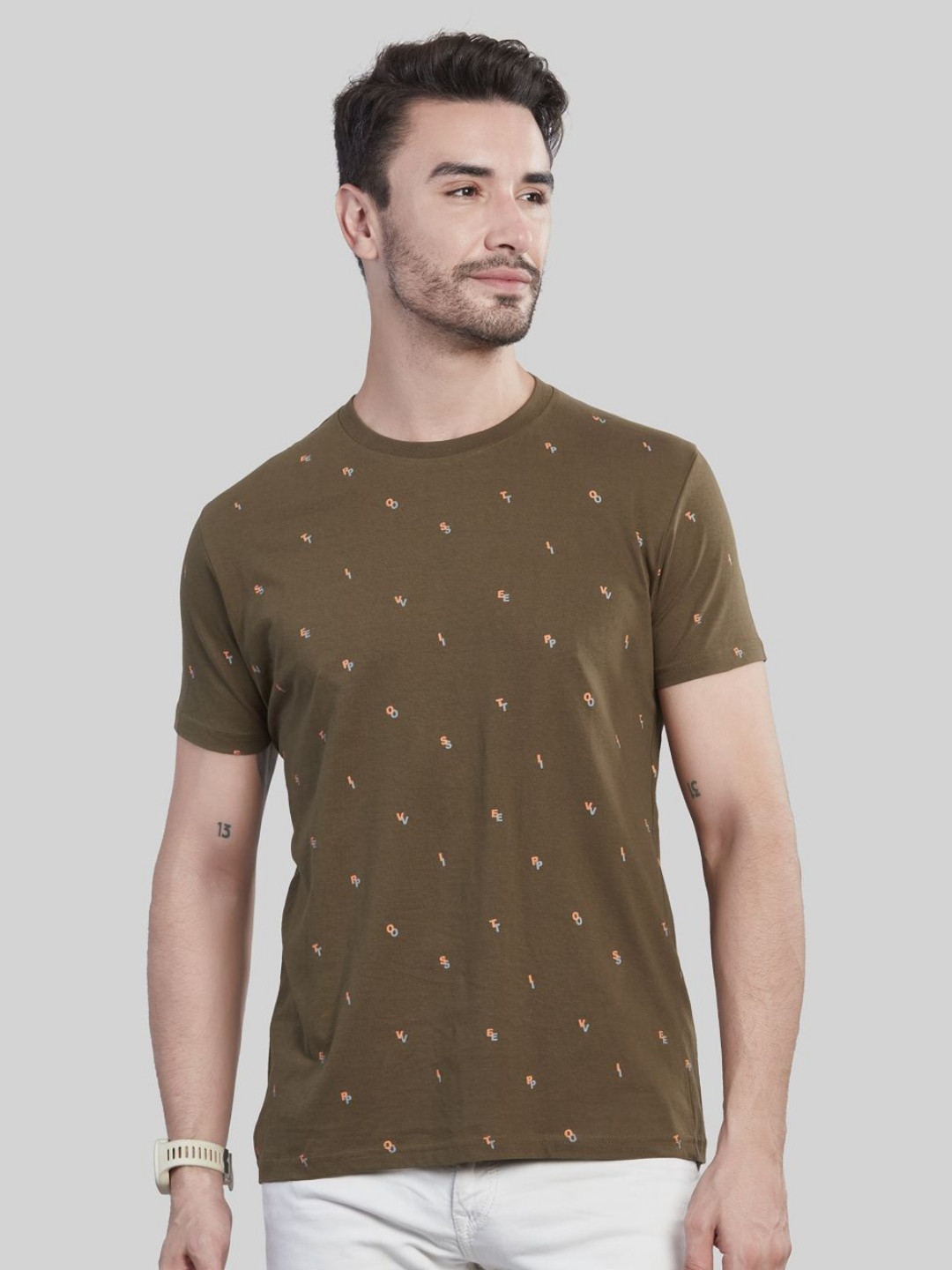 BE POSITIVE Men Typography Printed Round Neck Slim Fit T-shirt