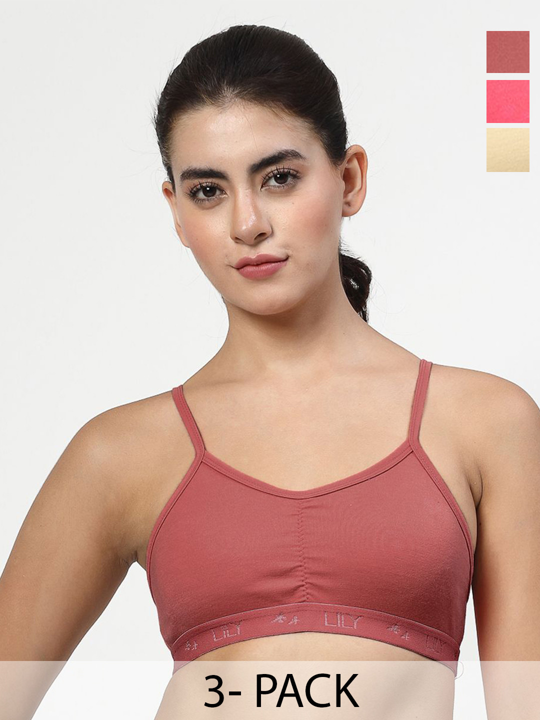 LILY Solid Full Coverage Non Padded Non-Wired Workout Bra