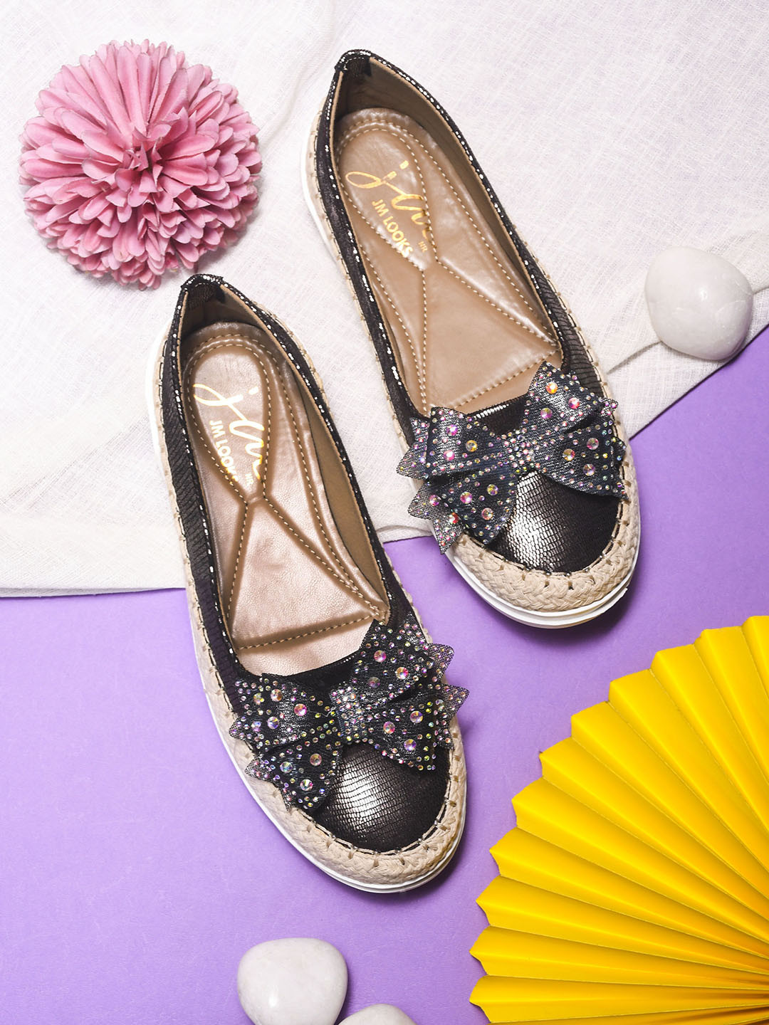 JM LOOKS Fashion Embellished Ballerinas with Comfortable Sole For Women
