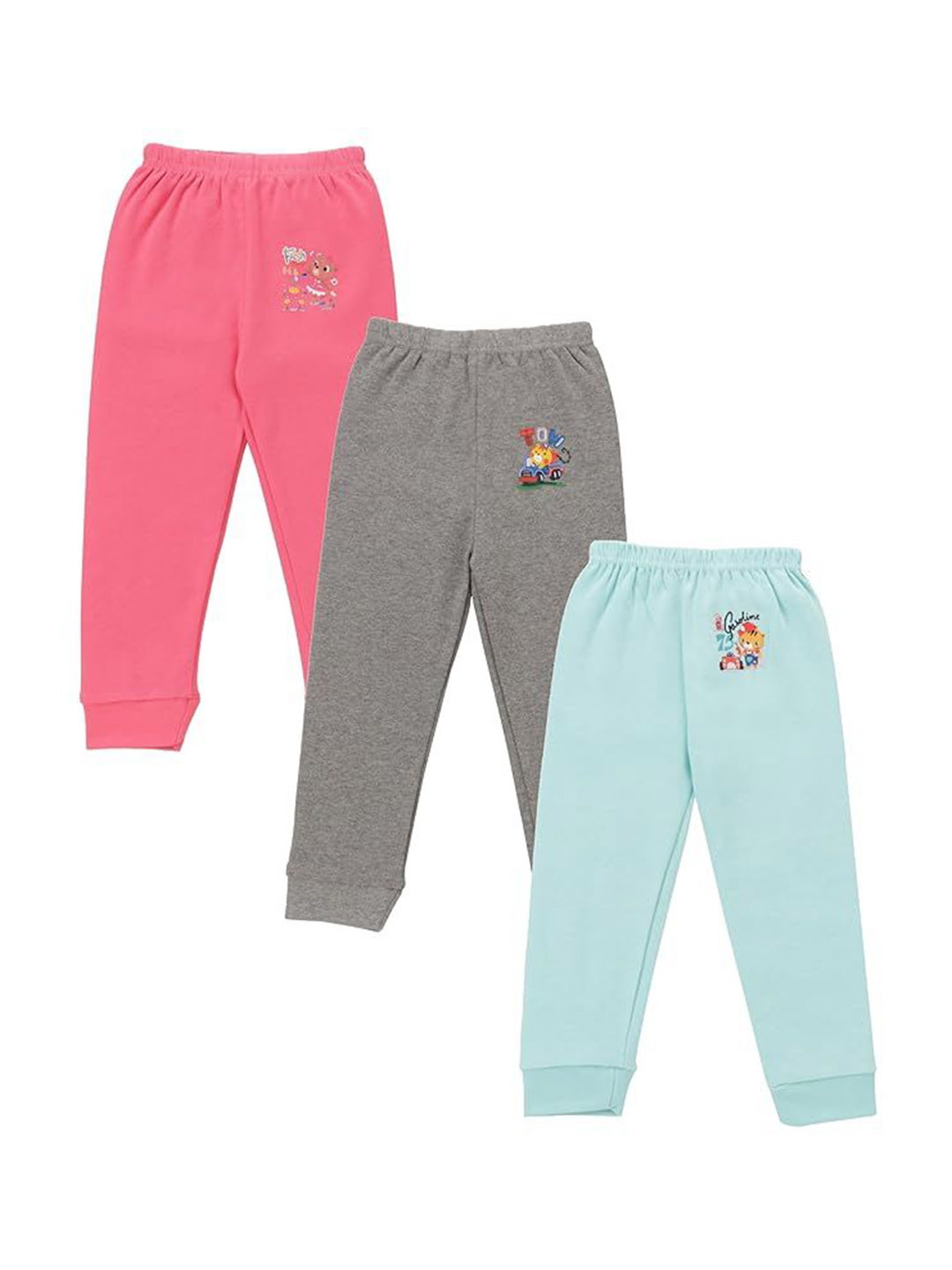 MM Impex Kids Pack Of 3 Pure Cotton Mid-Rise Joggers
