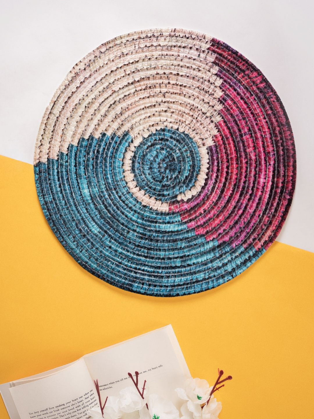 Myntra Elegant Homes Pink & Beige 4 Pieces Textured Table Placement