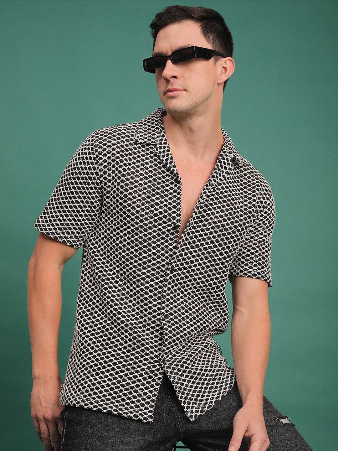 THE BEETEL HOUSE Men Relaxed Semi Sheer Casual Shirt
