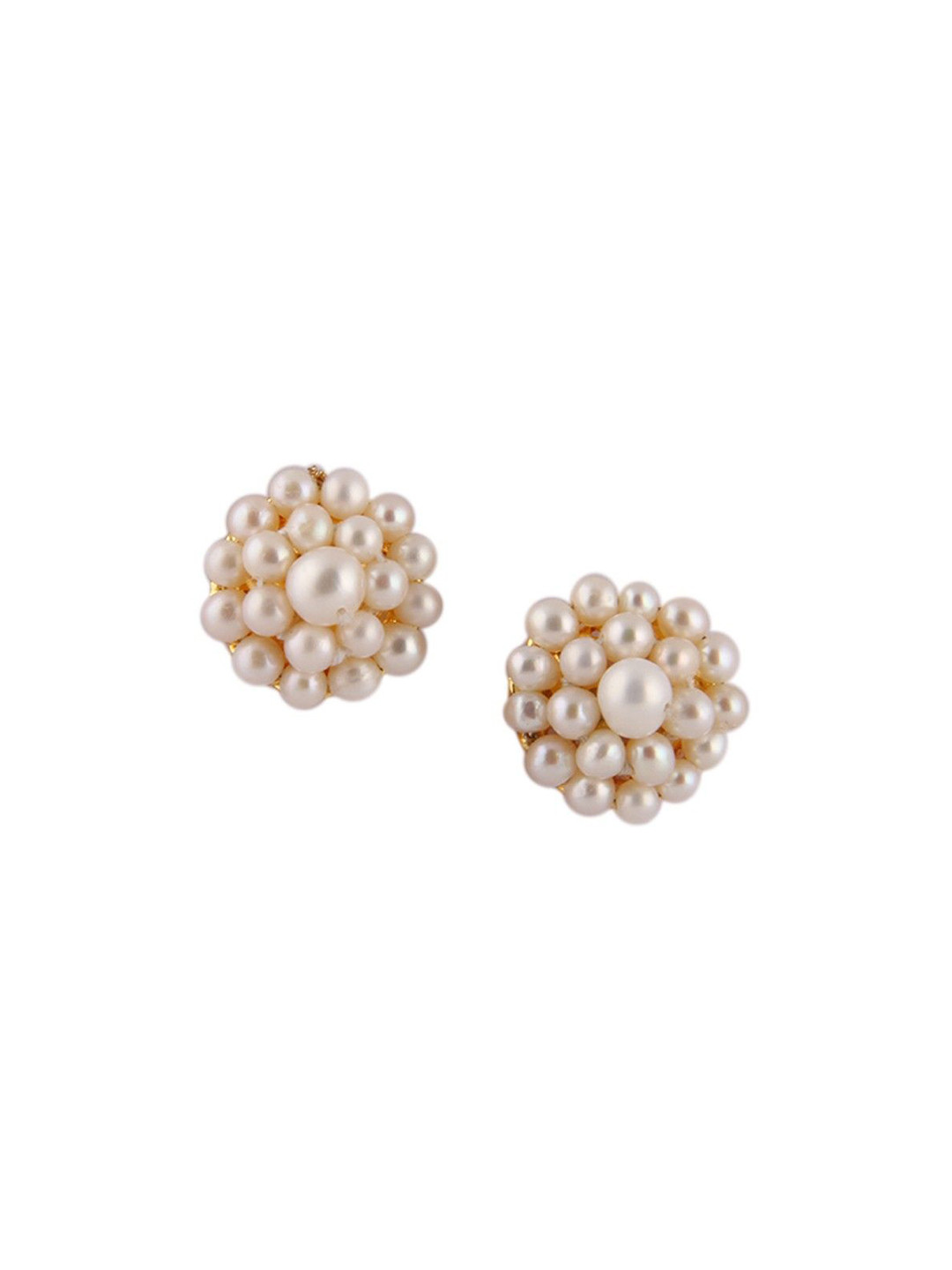 D.D Pearls Silver-Plated Pearls Beaded Circular Shaped Studs