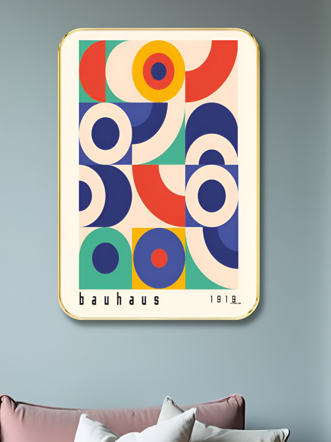 Aura White & Orange Bauhus Wooden Wall Art