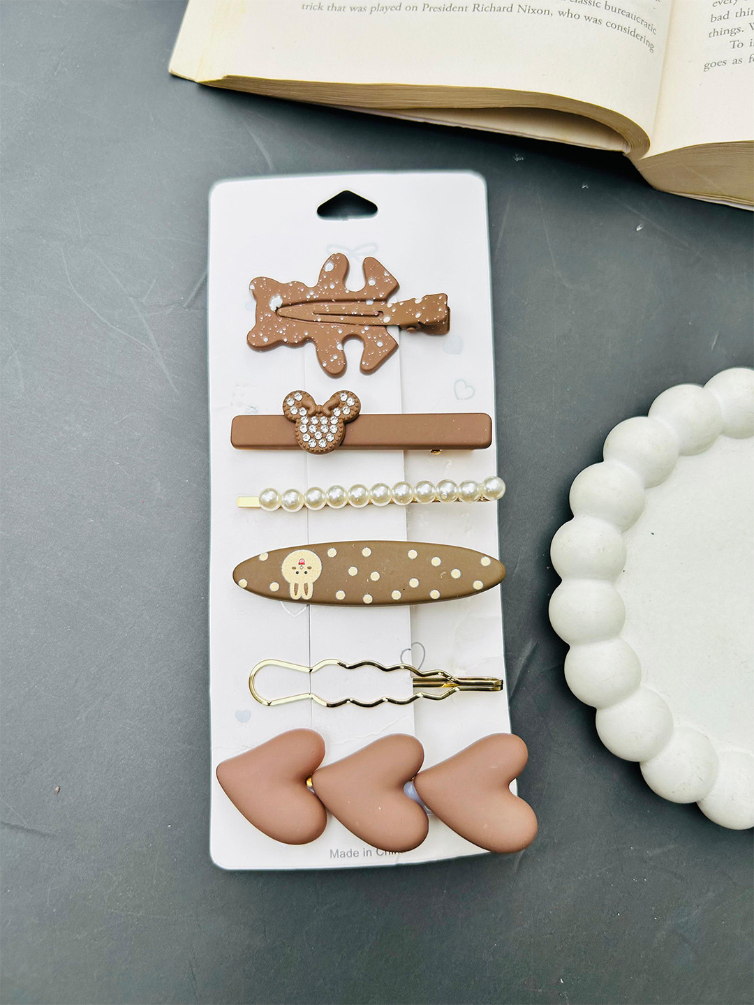 Radhya Accessories Women Embellished 6 hair clips combo card