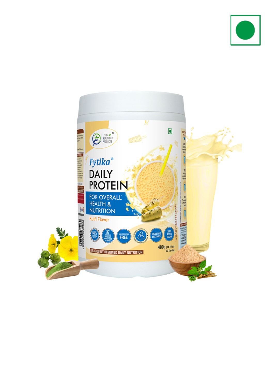 FYTIKA Daily Protein Complete Nutrition Drink Powder - Kulfi Flavour - 400g