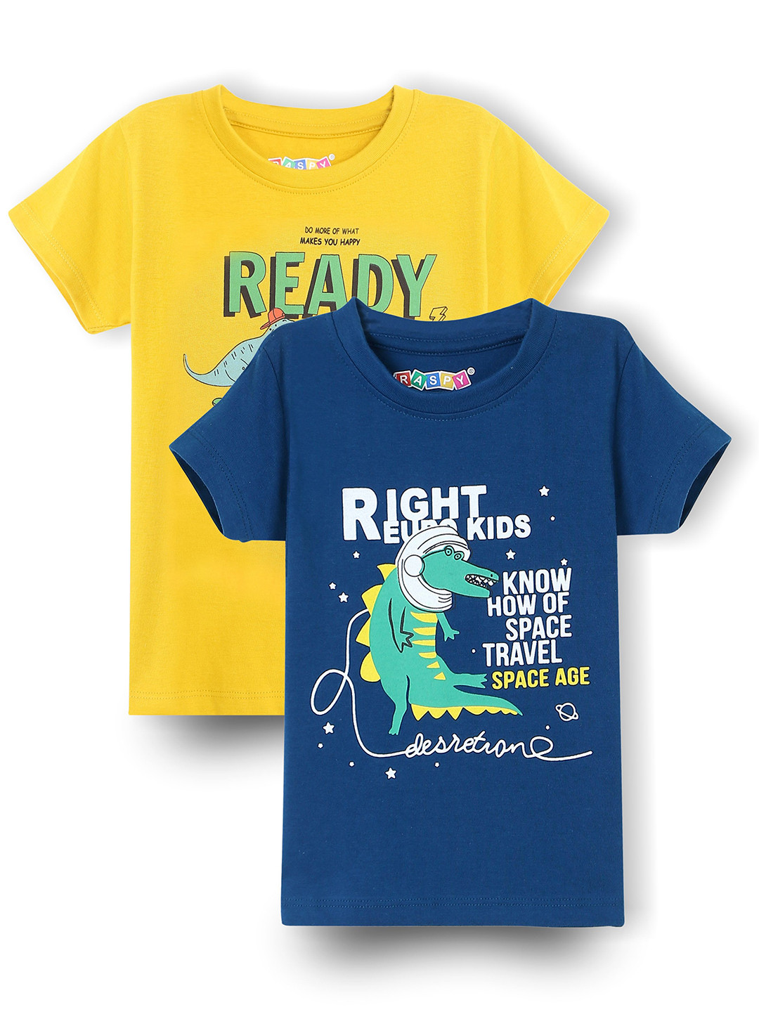 RASPY Boys Pack of 2 Graphic Printed Round Neck Cotton T-shirts