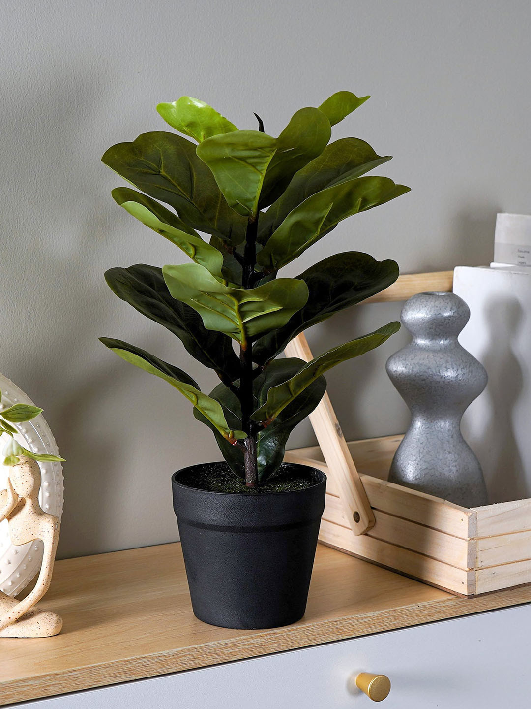 THE ARTMENT Set Of 1 Fiddle Leaf Artificial Plant With Pot