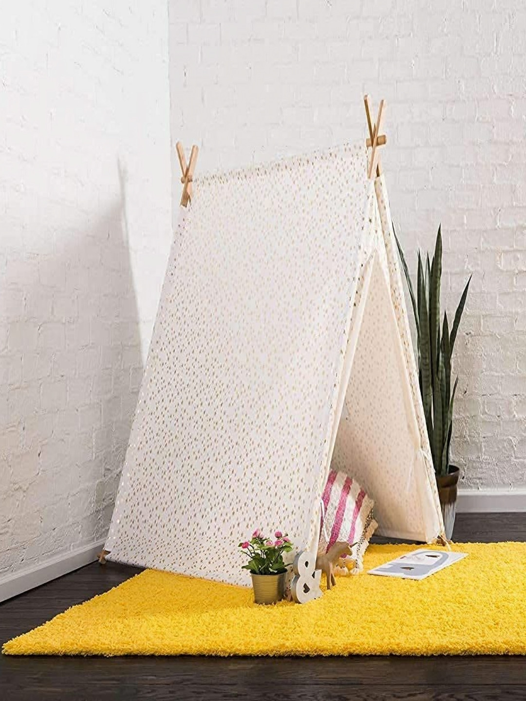 CARPETIFY Yellow Shaggy Anti-Skid Carpet