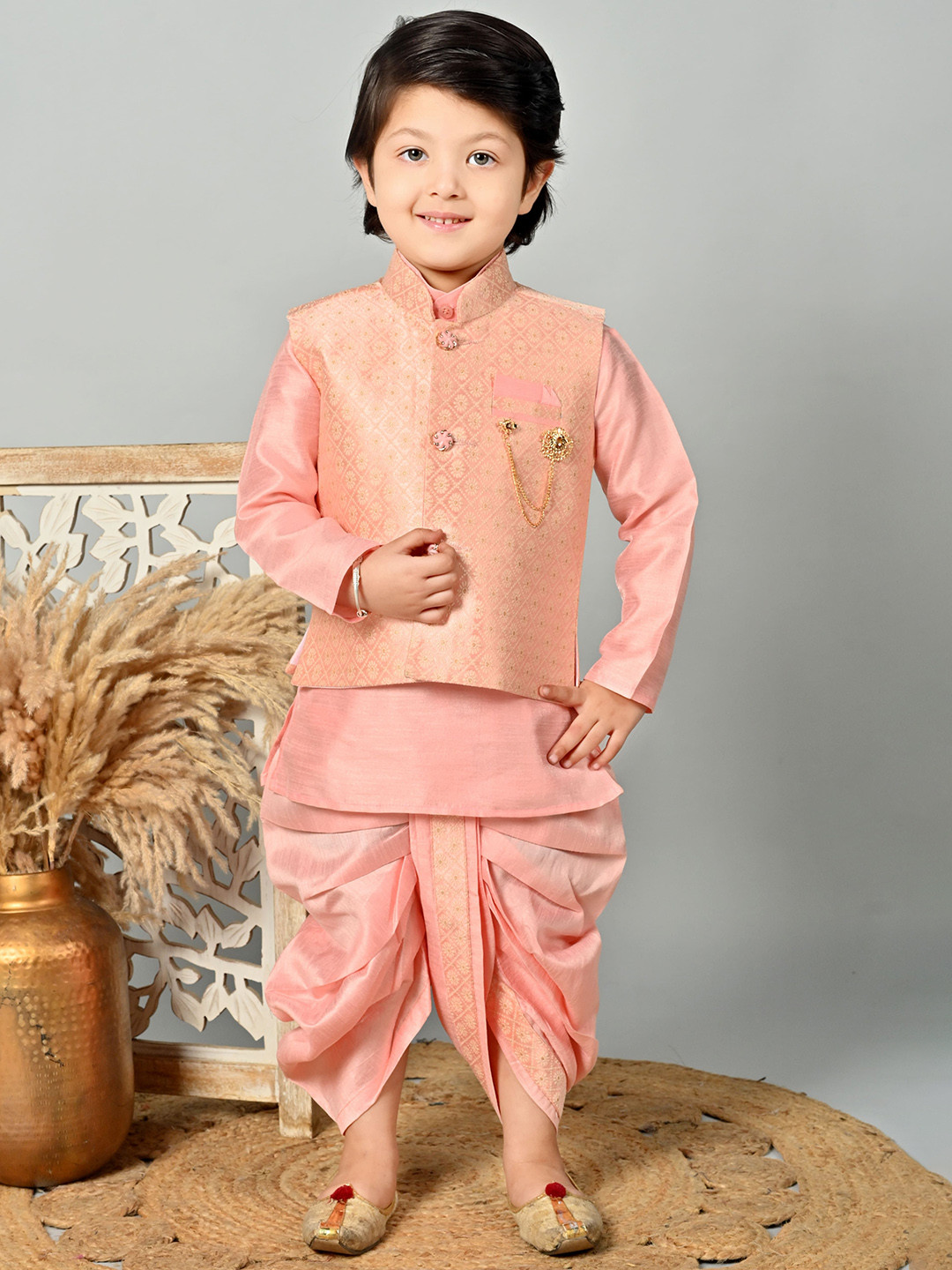 BT DEZINES Boys Regular Thread Work Kurta with Dhoti Pants