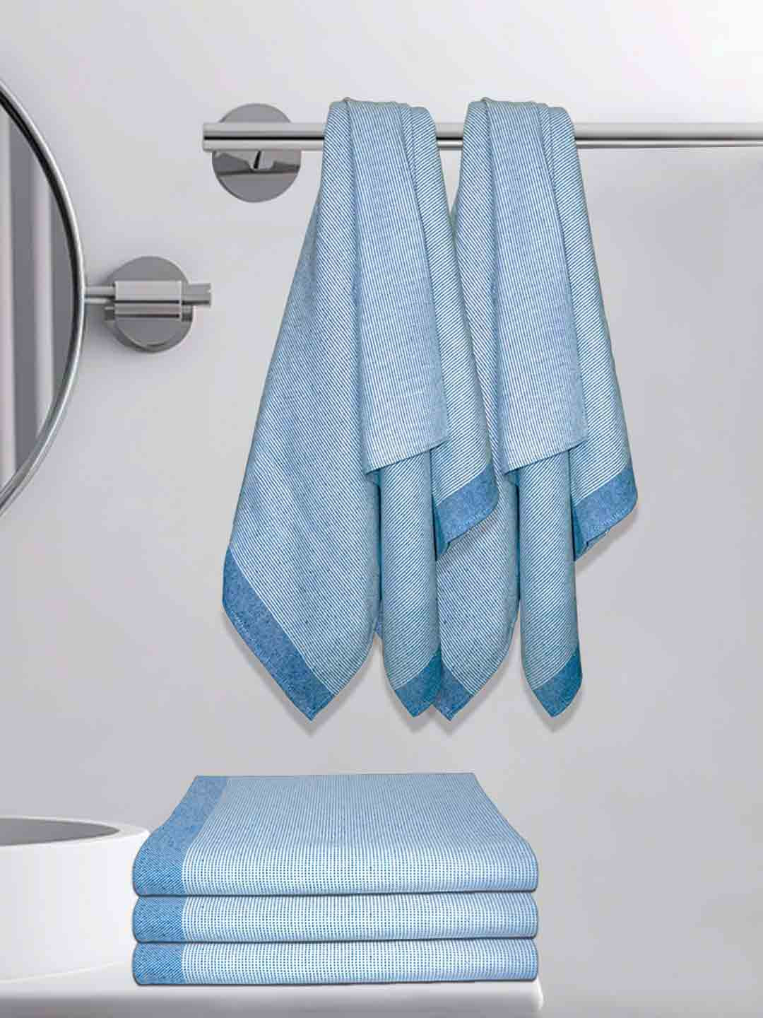 Athom Living Astar Blue 5 Pieces 210 GSM Cotton Bath Towel