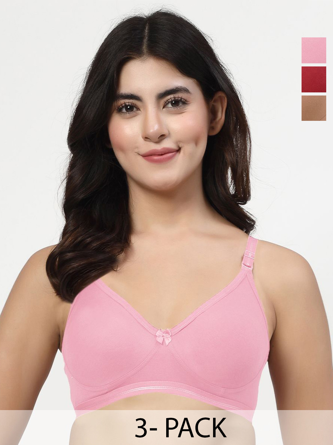 LILY Ithsird Women Pack Of 3 Full Coverage Non Padded regular T-shirt Bra