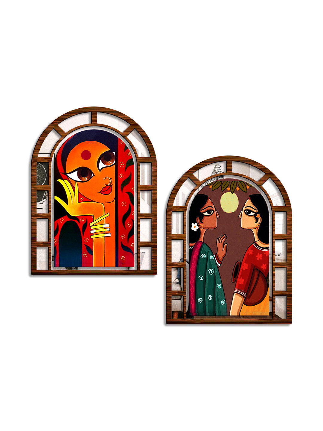 SEHAZ ARTWORKS Shape: Arch Wood 2 Piece Wall Rectangle Paintings Wall Art - 15 x 11 In