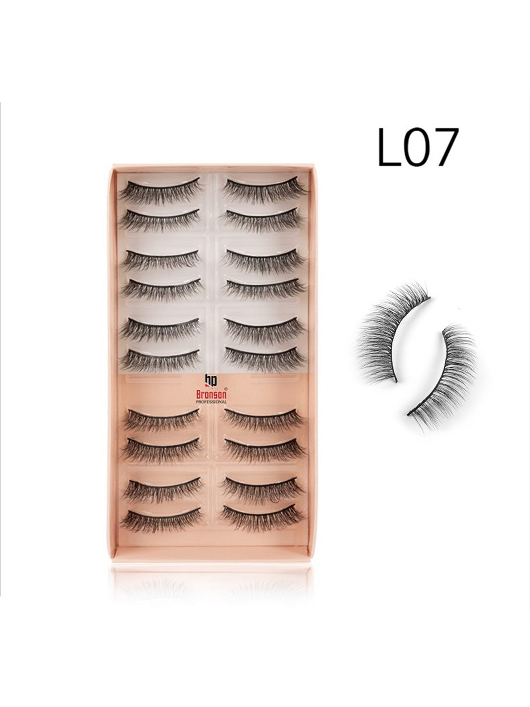 Bronson Professional Set of 10 Pairs 3D False Long & Natural Eyelash - L07