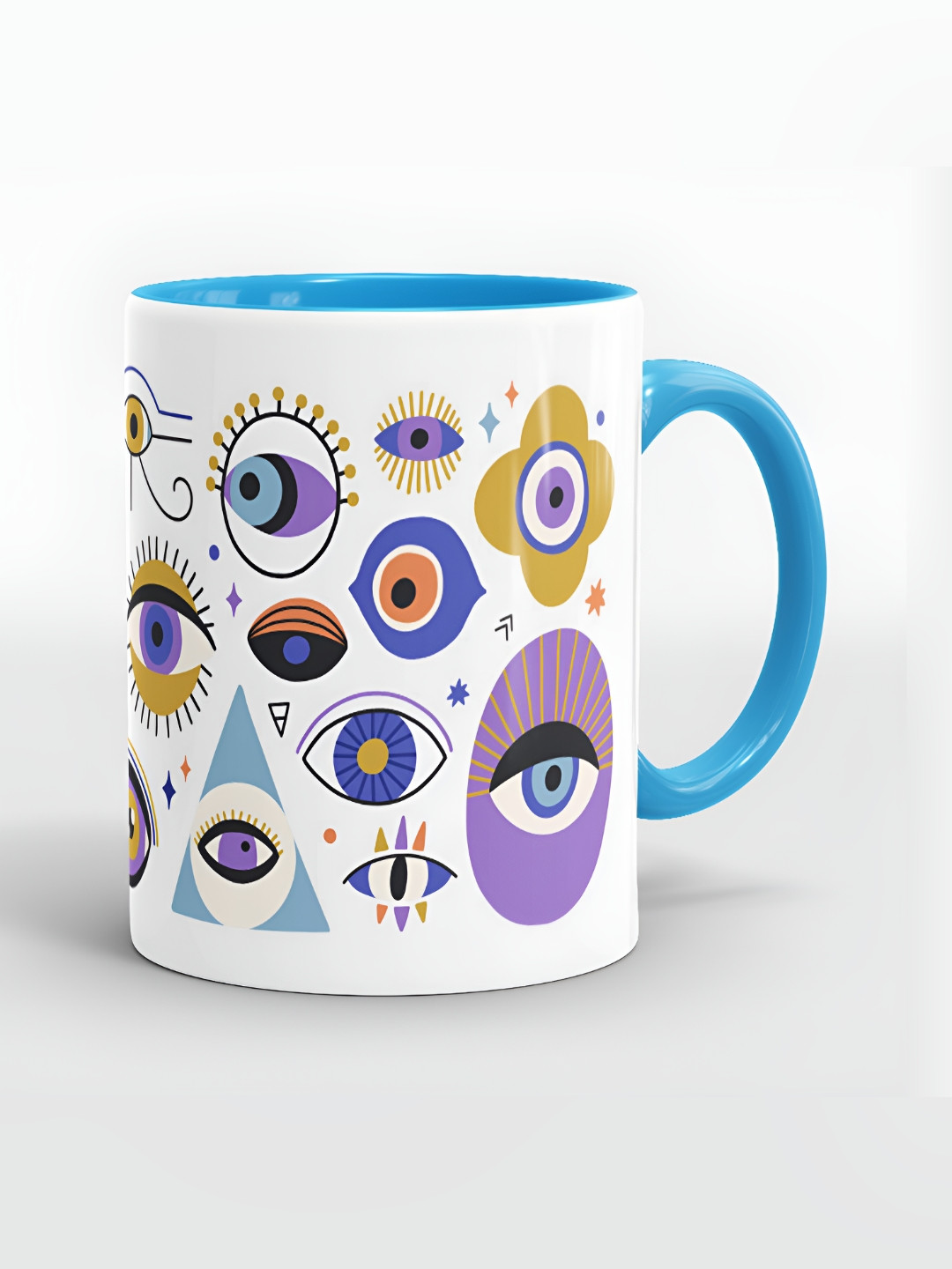 SUBLIKRAFT Blue Quirky Printed Matte Dishwasher and Microwave Ceramic Core Mugs 330ml