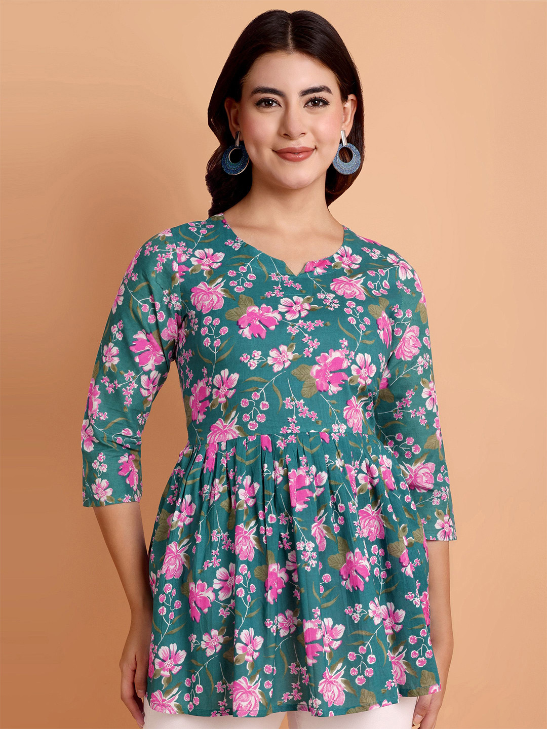 RI AND SU Women Floral Print Cotton Top