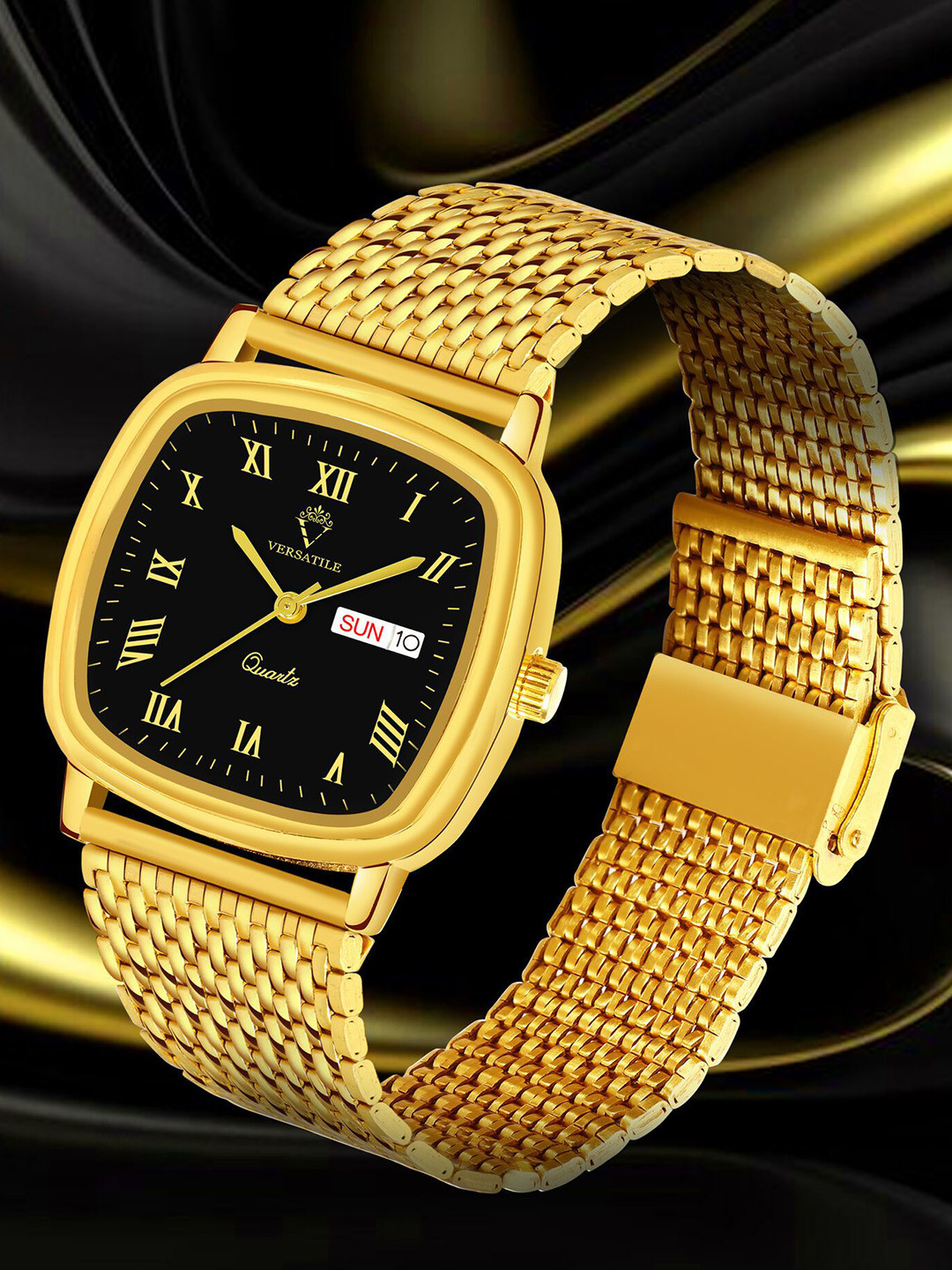 Versatile Men Premium Gold Platted Dial & Bracelet Style Straps Analogue Watch 669