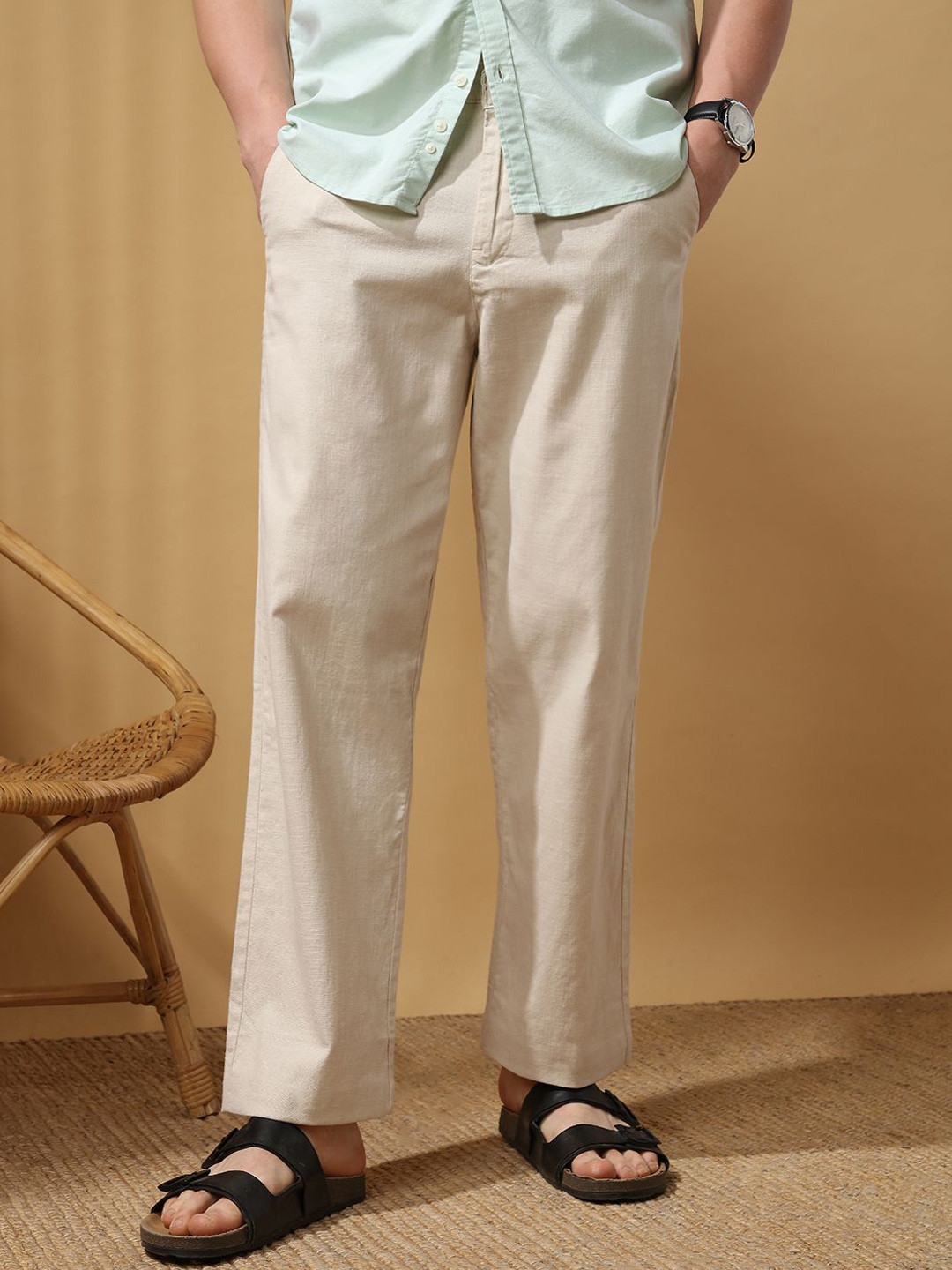 Dennis Lingo Men's Solid Straight Fit Trousers