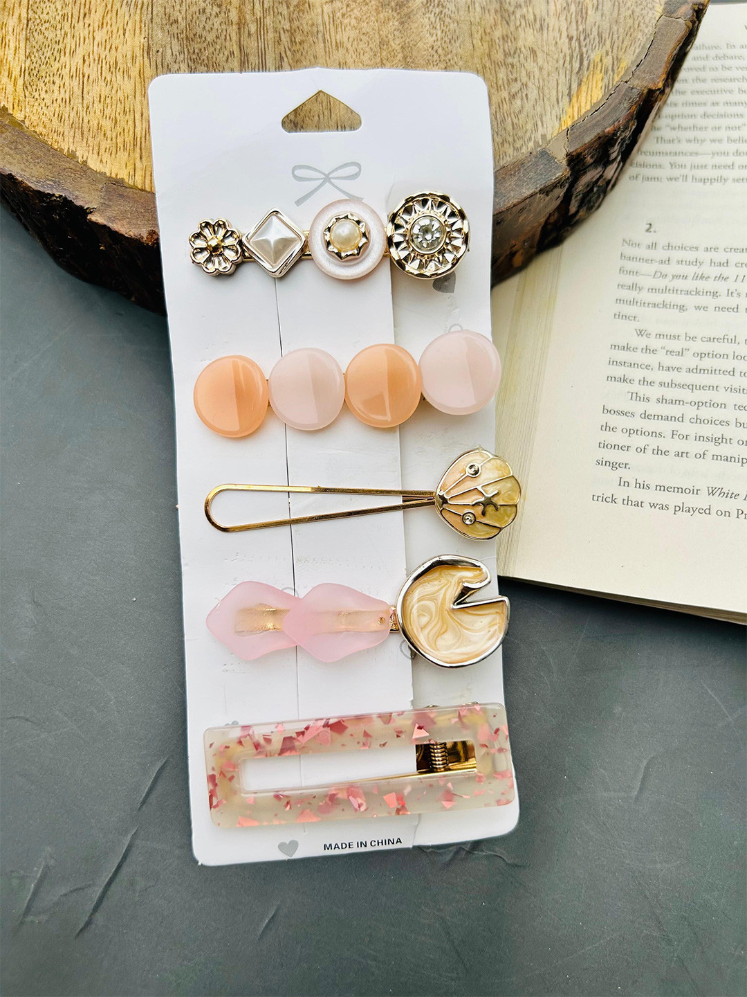 Radhya Accessories Women Pack Of 5  Embellished 5hair clips combo card