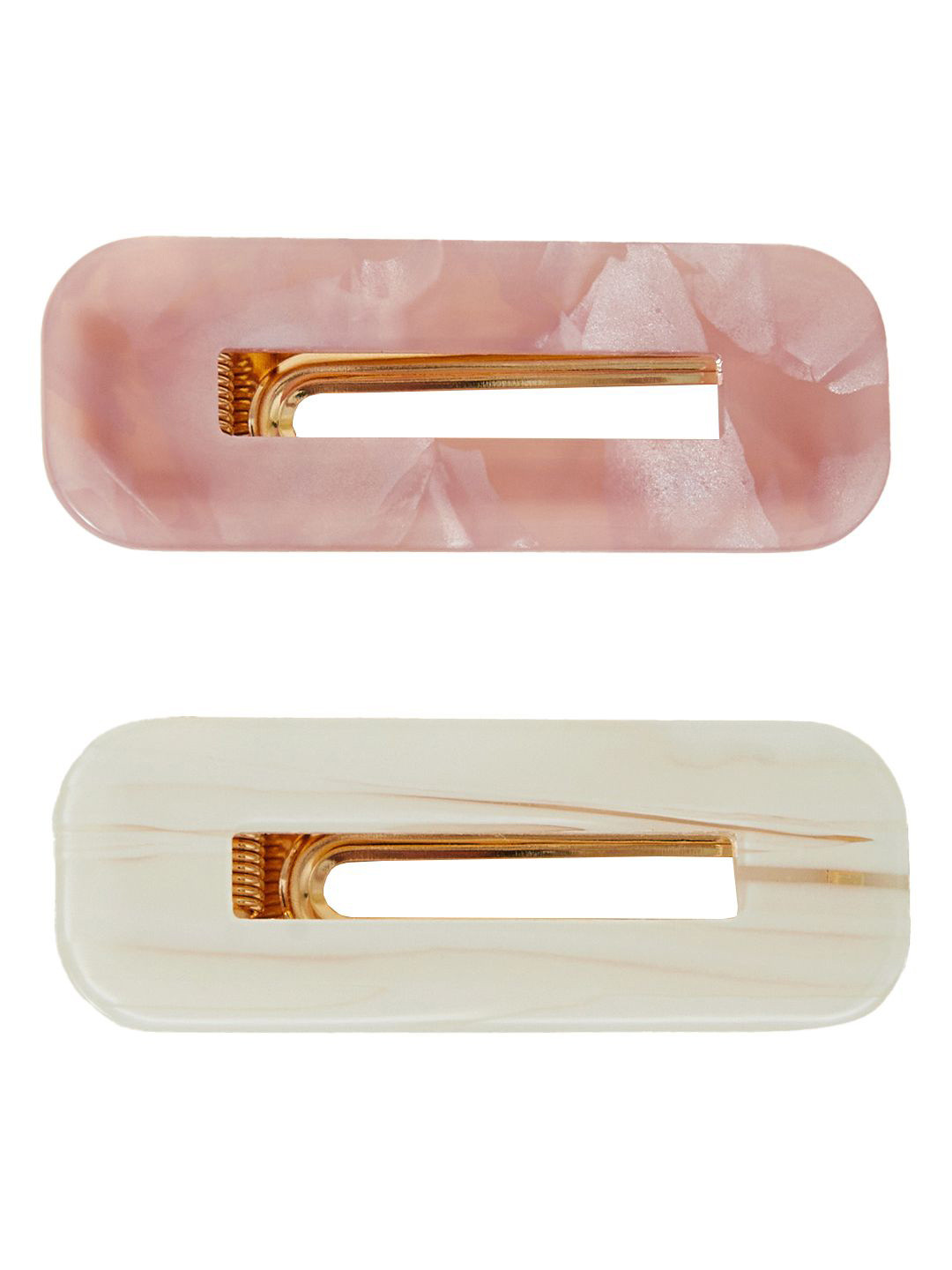 Accessorize Women Set of 2 Marble Resin Snap Hair Clips