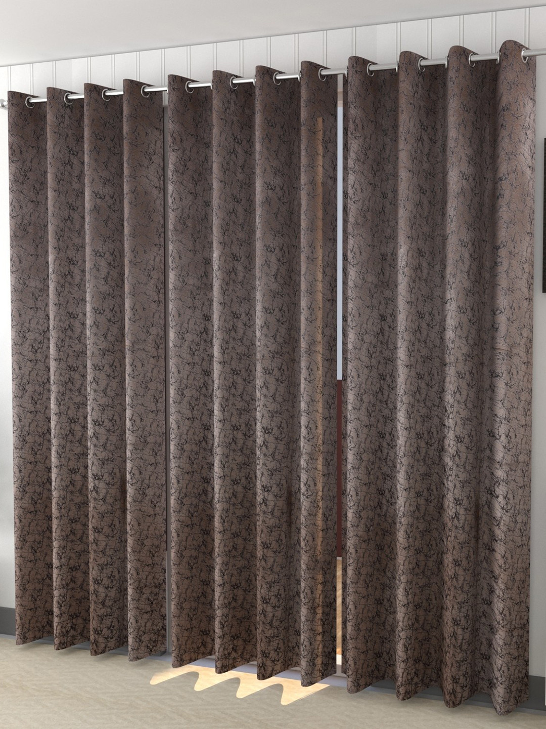 Galaxy Home Decor Brown 3 Pieces Room Velvet Darkening Long Door Curtains