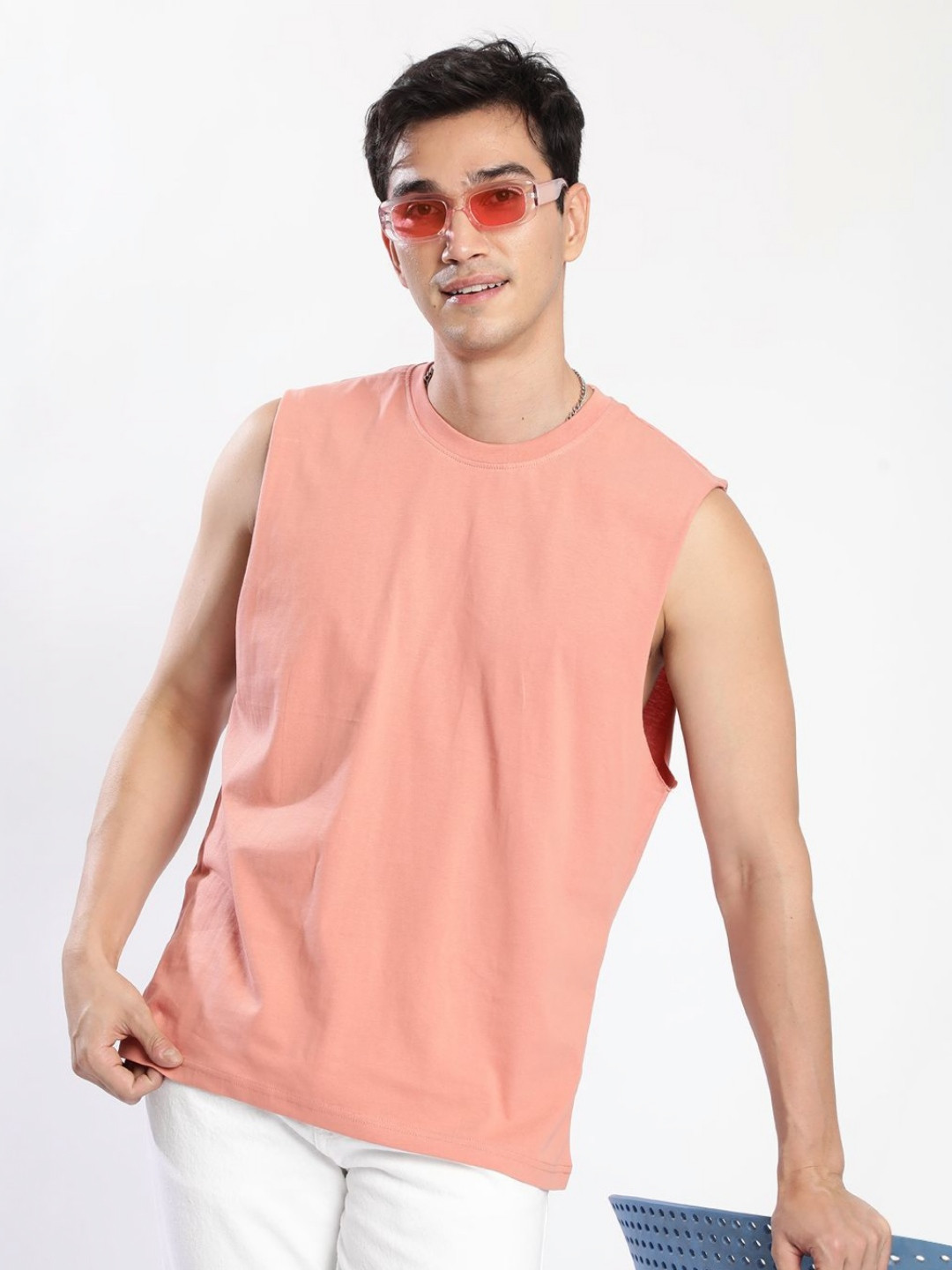 Bene Kleed Men Solid Sleeveless Cotton Relaxed Fit T-shirt