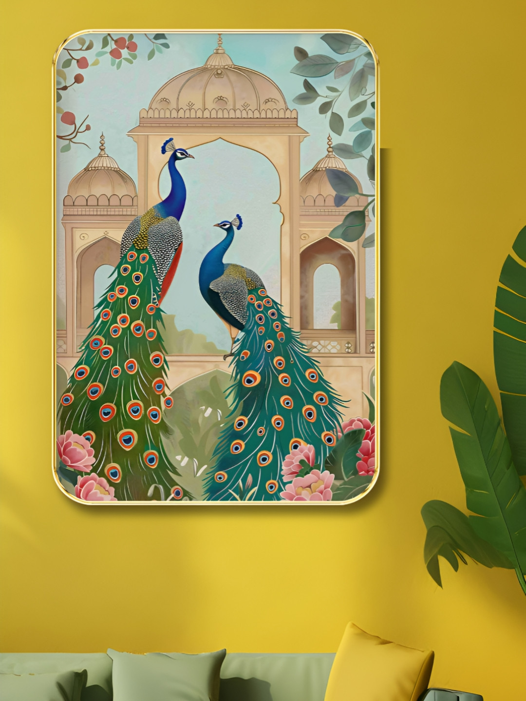 Myntra Elegant Homes Peacock Wood Living Room Rectangle Paintings Wall Art -3.72 x 2.79In