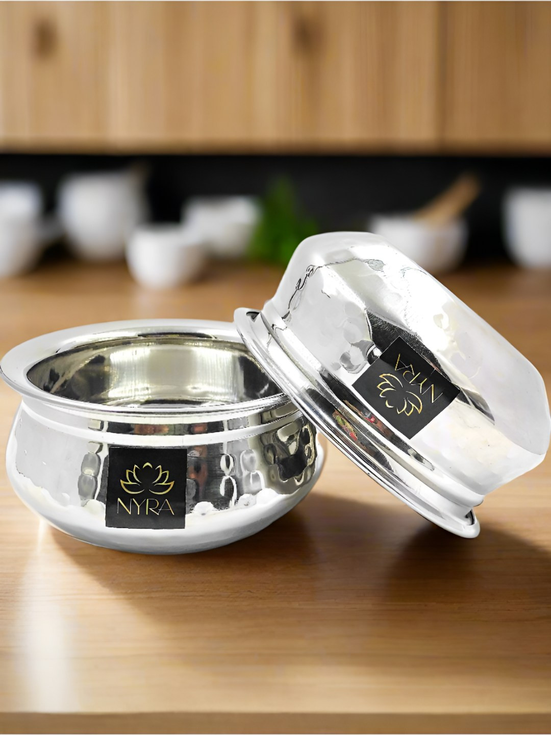 Nyra Kitchenware Silver-Toned 2 Pieces Dishwasher Safe Stainless Steel Cooking Handis