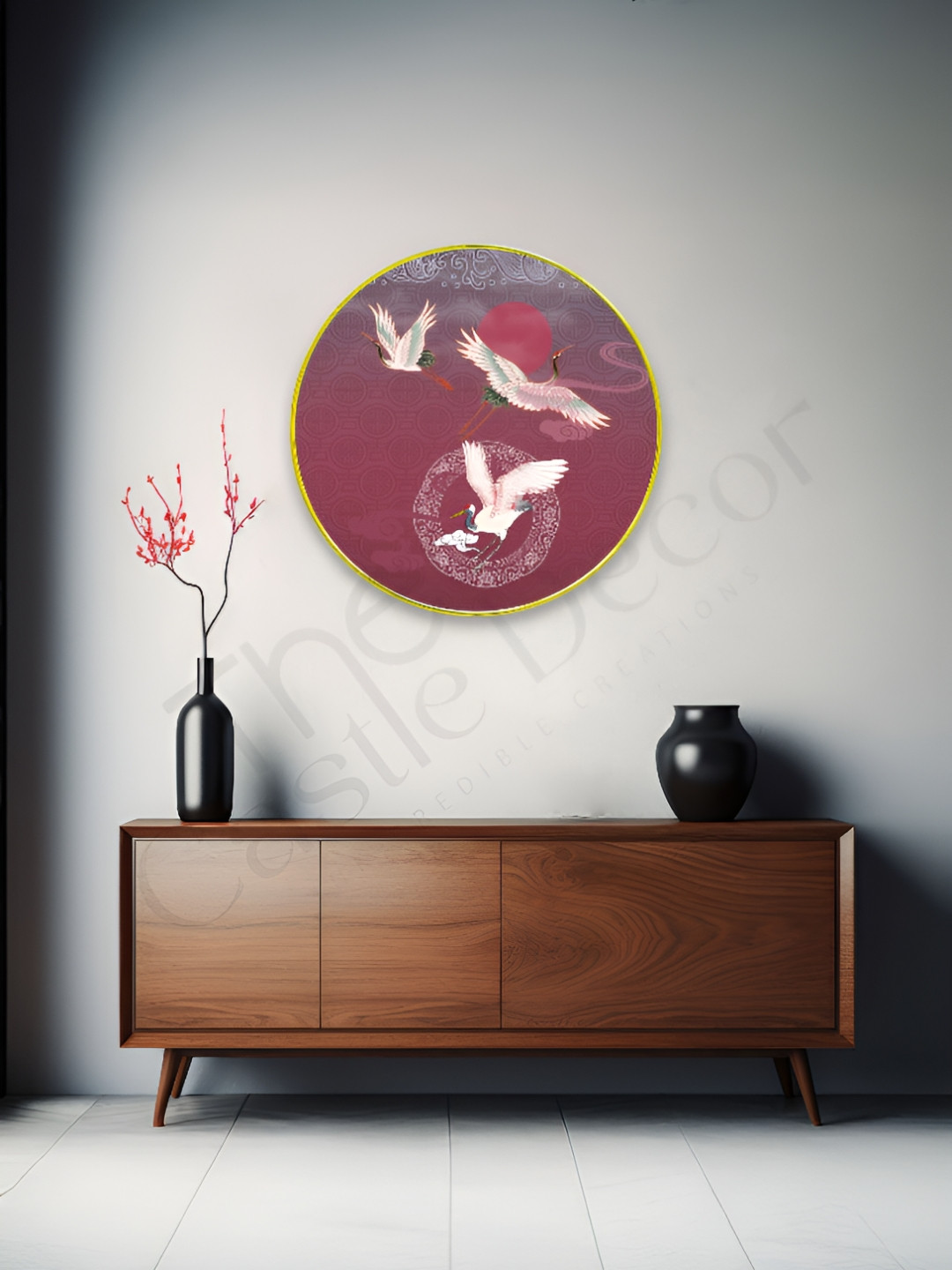 The Castle Decor Pink And White Birds Sparkle Wooden Wall Art