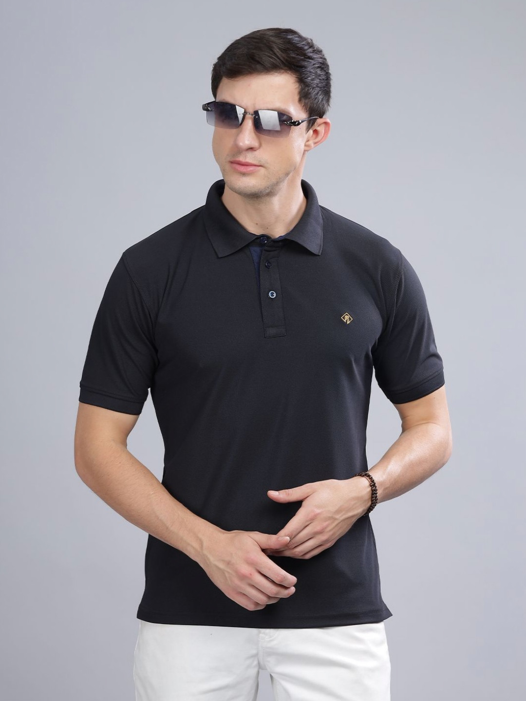 THE BEETEL HOUSE Men Moisture Wicking Solid Polo Collar Slim Fit T-shirt