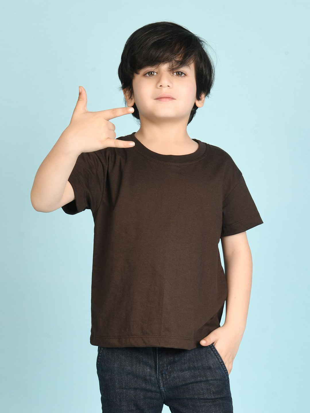 NUSYL Boys Solid Drop Shoulder Half Sleeve Loose Fit T-Shirt