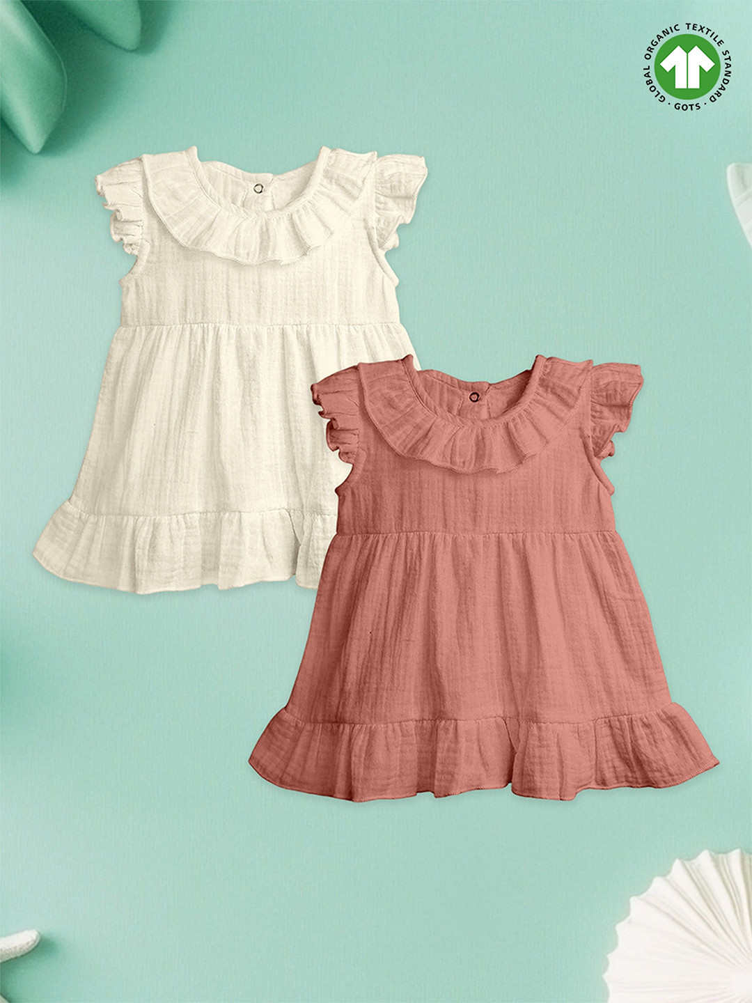 Kidbea Girls Pack of 2 Flutter Sleeve A-Line Dress