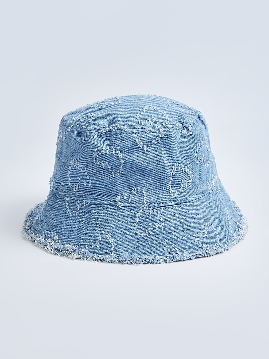max Girls Blue Self Design Bucket Hat