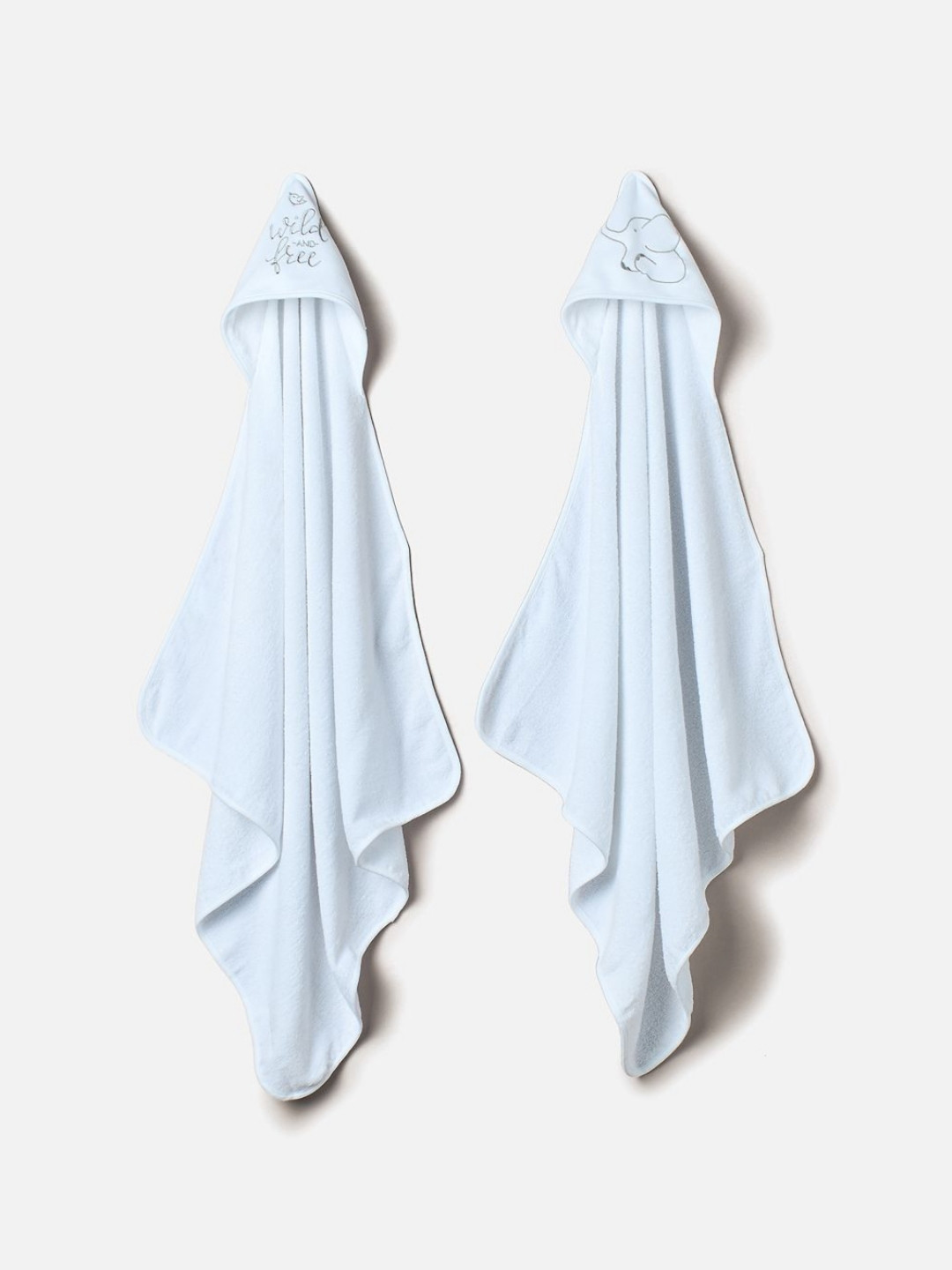 Juniors by Babyshop Kids Blue 2 Pieces Embroidered Hooded Cotton 210 GSM Bath Towel