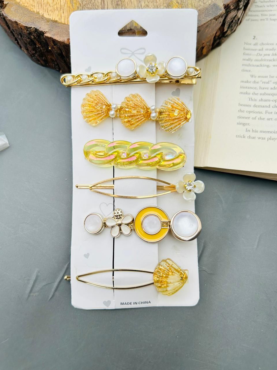 Radhya Women Embellished 6 hair clips combo card