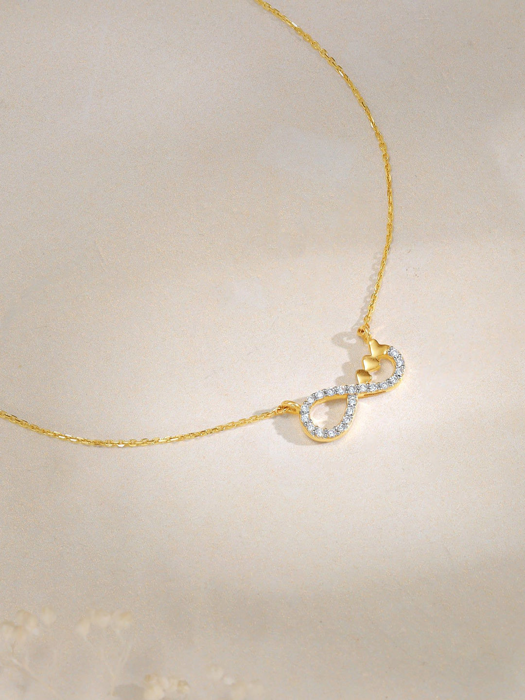 GIVA 14K Gold Infinity Grace Diamond Necklace For Women-2.02 gms