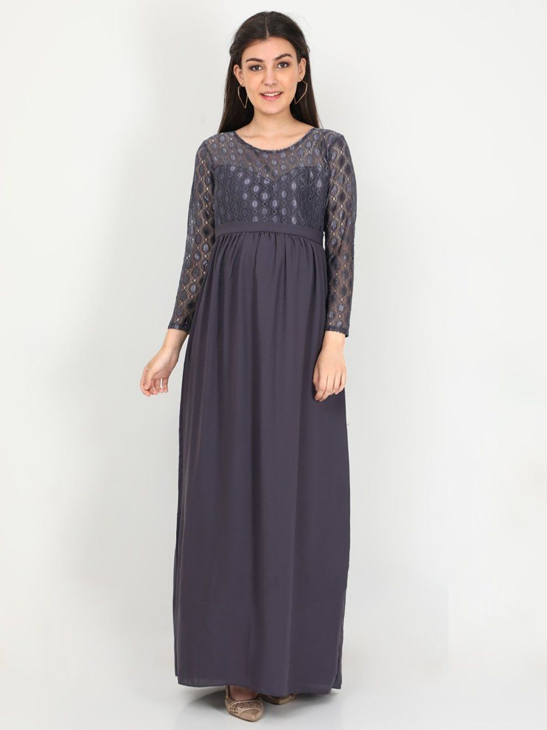 The Mom Store Lace Maternity Maxi Dress