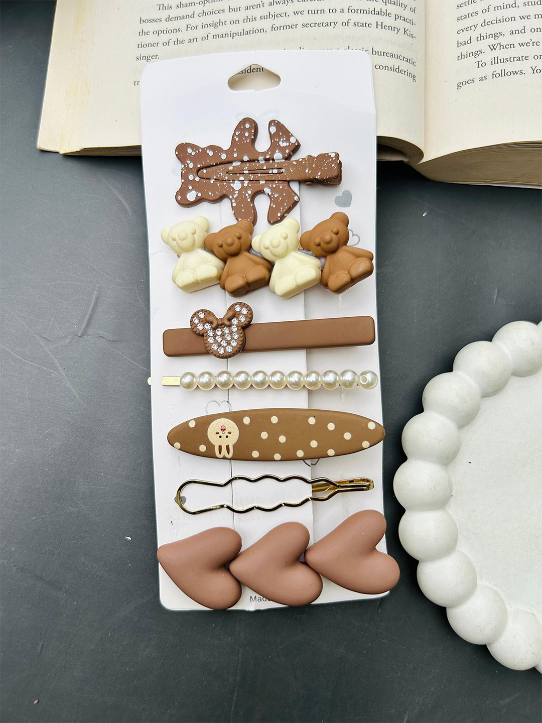 Radhya Accessories Women Embellished Matte 7 Hair Clips Combo Card