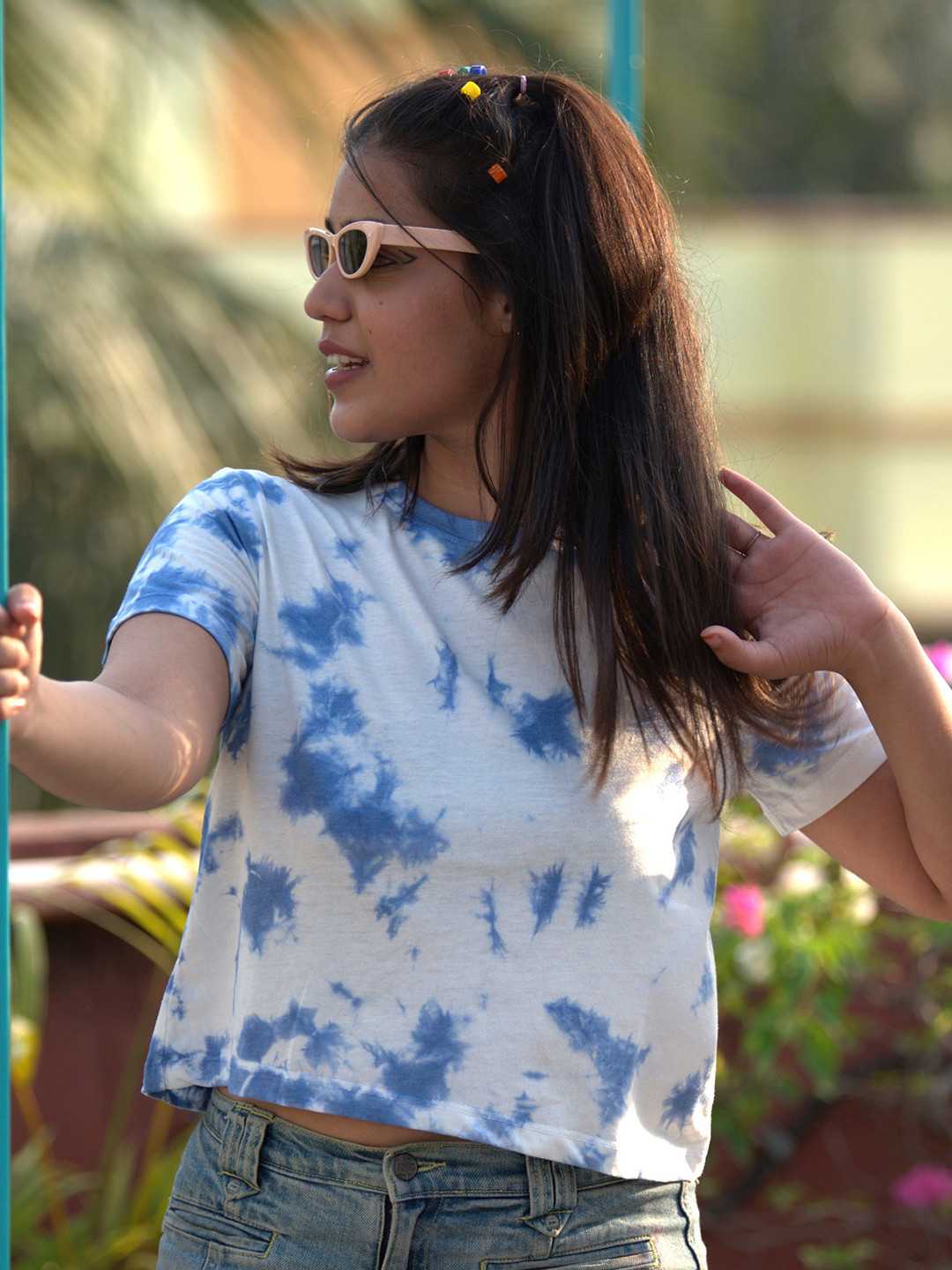 TeenTrums Tie and Dye Cotton Round Neck Crop Top