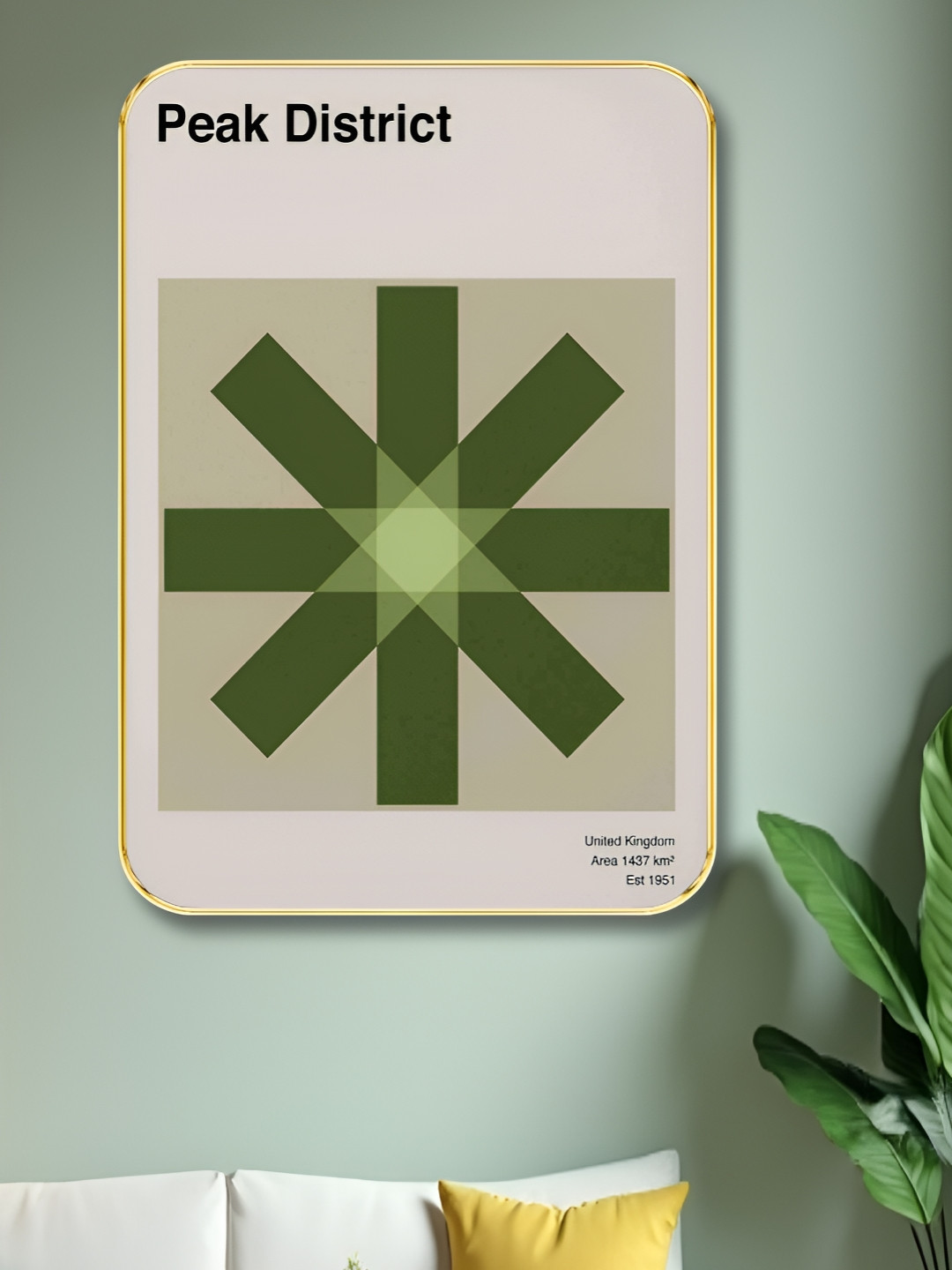 Aura Green & White Peak District Wooden Wall Art
