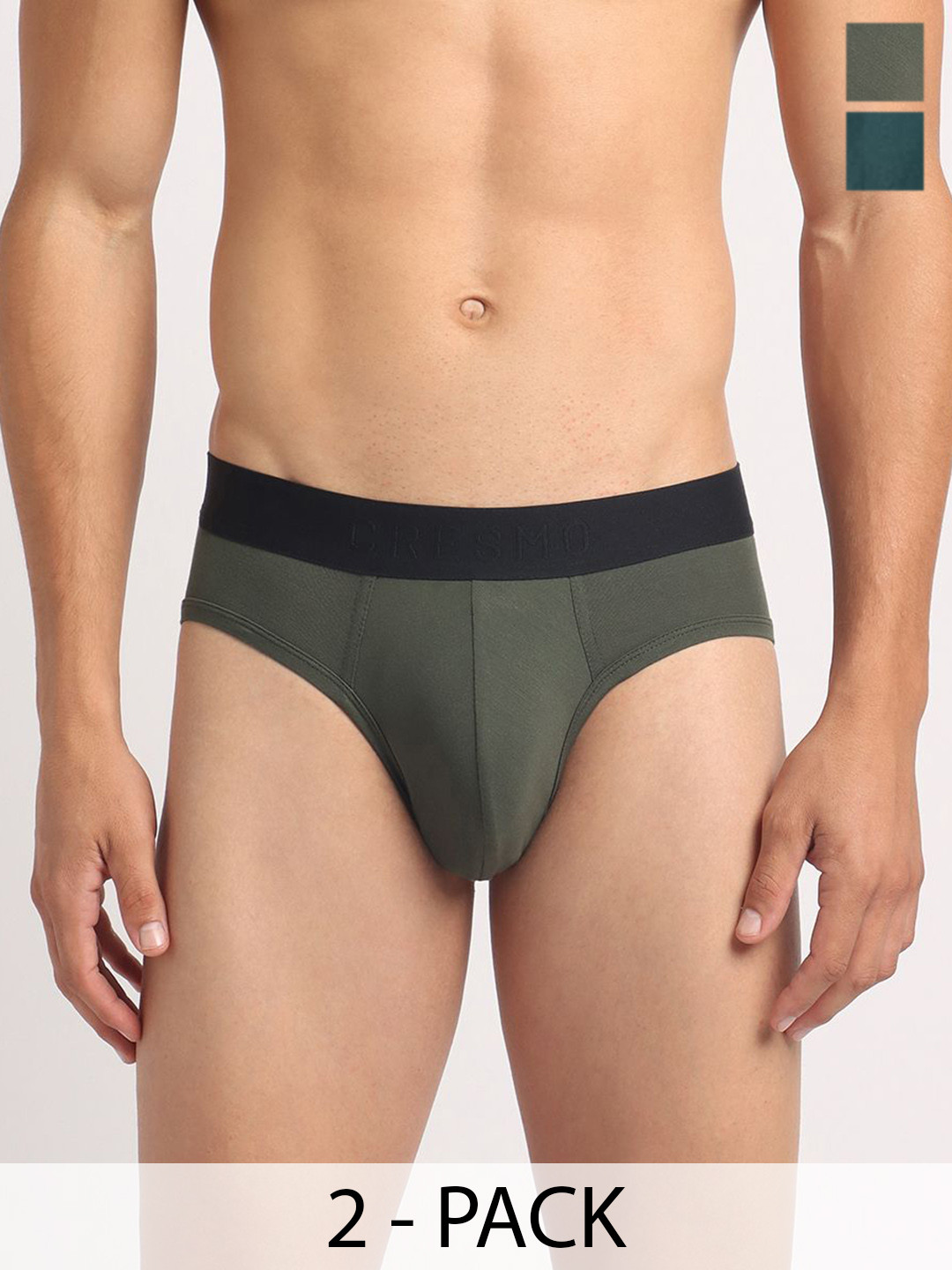 Cresmo Pack Of 2 Men IntelliSoft Antimicrobial Basic Briefs CR-B-SLD-P2-ESC-COMB-S