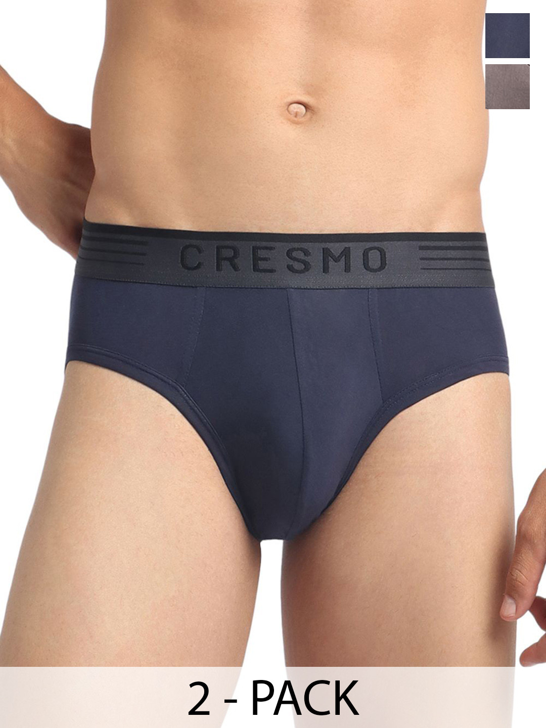 Cresmo Men Pack Of 2 Antimicrobial Basic Briefs CR-B-STR-P2-COSM-SHARM-S