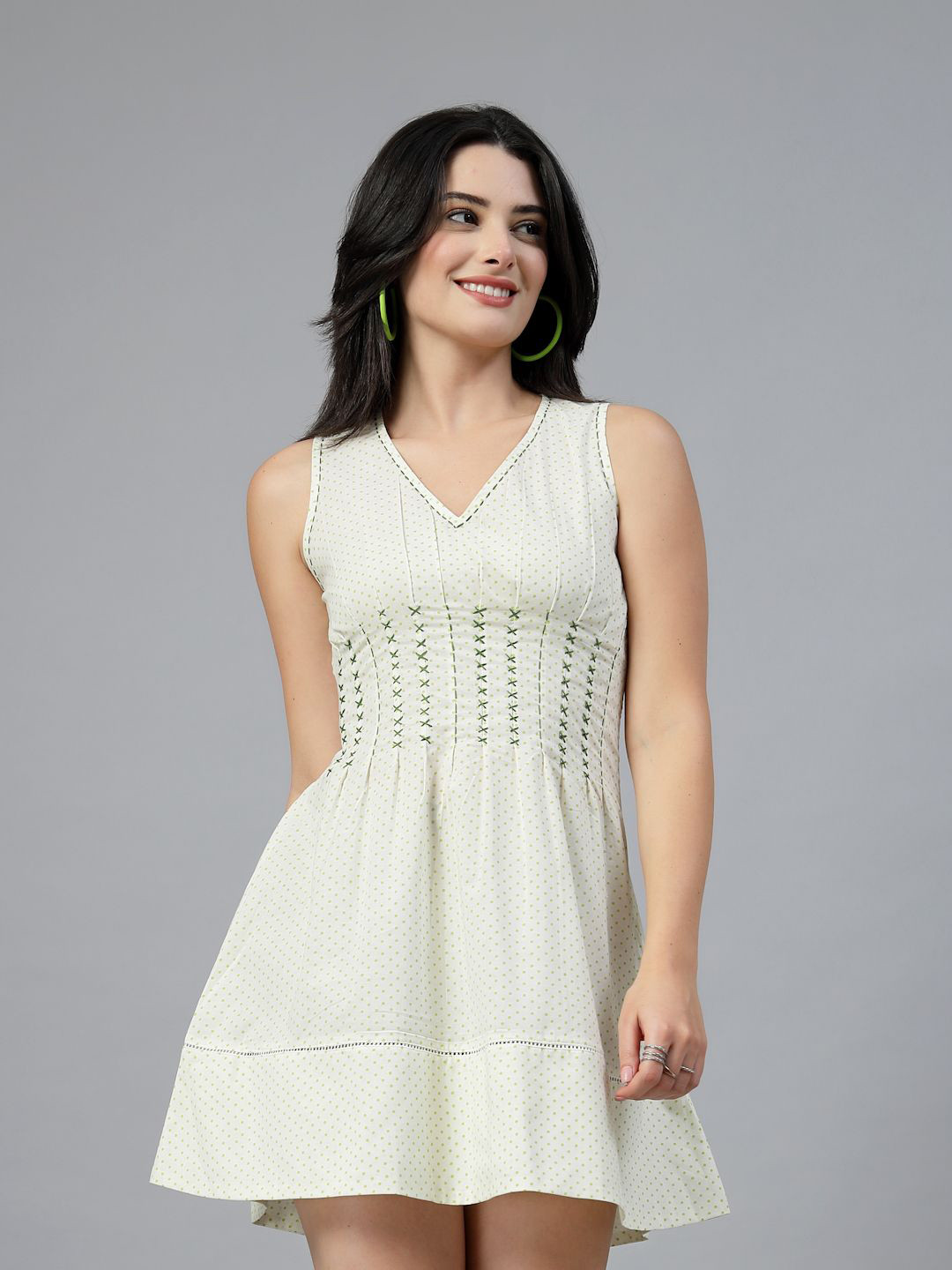 JEFF COOPER Polka Dot Print Fit & Flare Dress